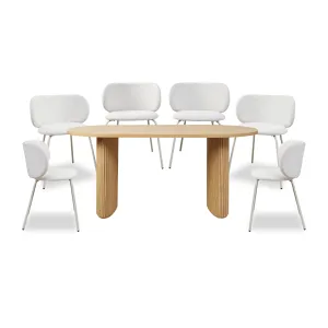 Amara Table and Willa Seven Piece Dining Set Mocka