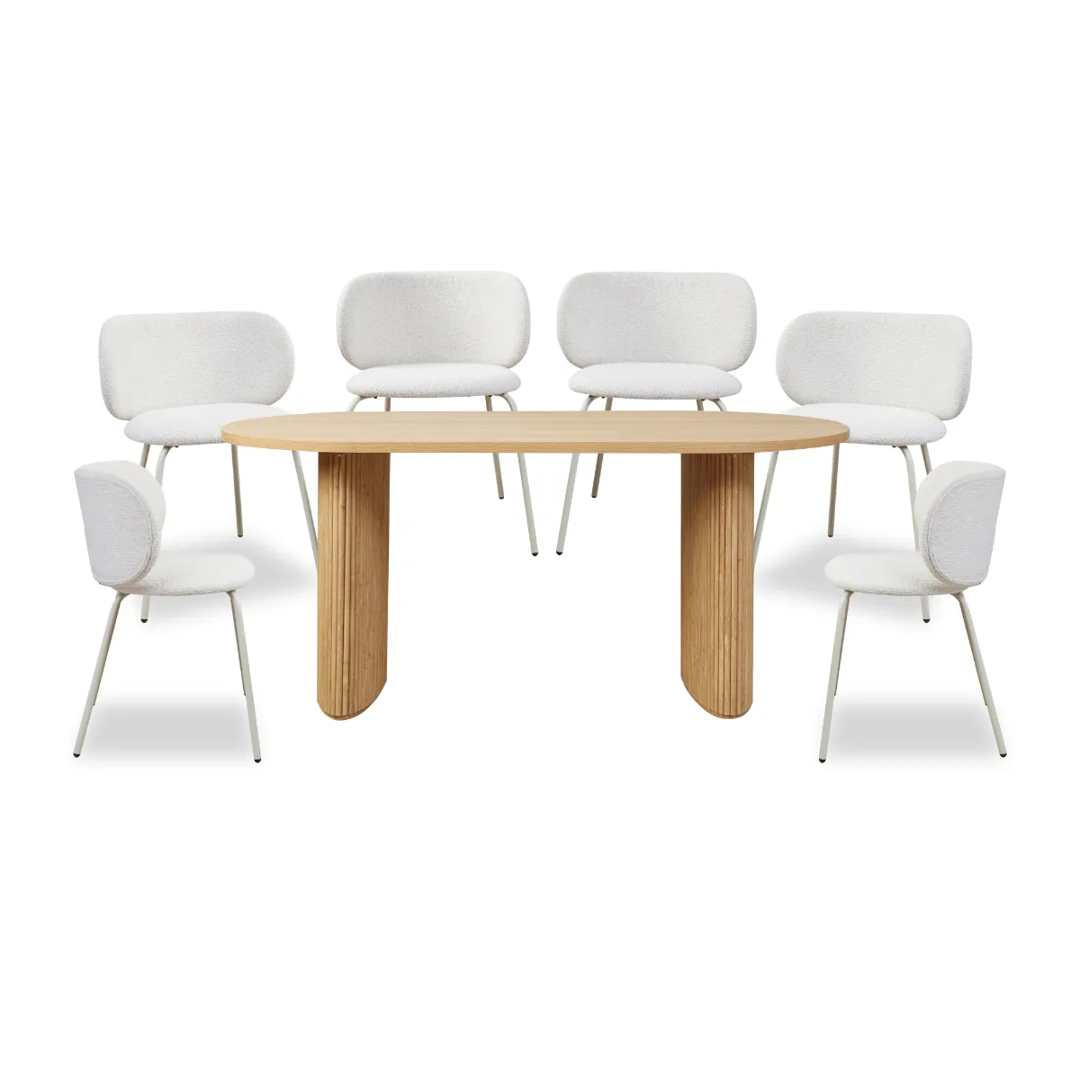 Amara Table and Willa Seven Piece Dining Set Mocka