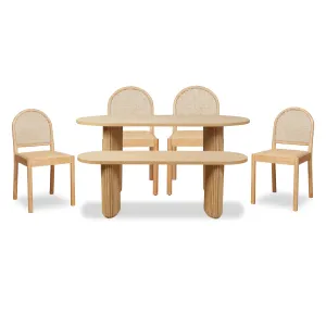 Amara Table Bench and Mateo Six Piece Dining Set Mocka