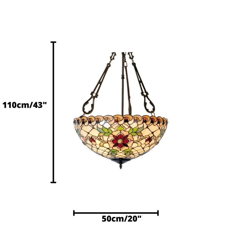 Angelique Large Inverted Tiffany Ceiling Light - Fancy Chain