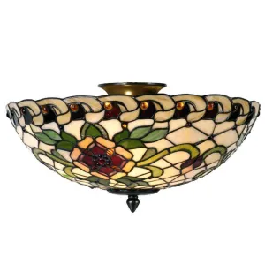 Angelique Large Semi Flush Tiffany Ceiling Light