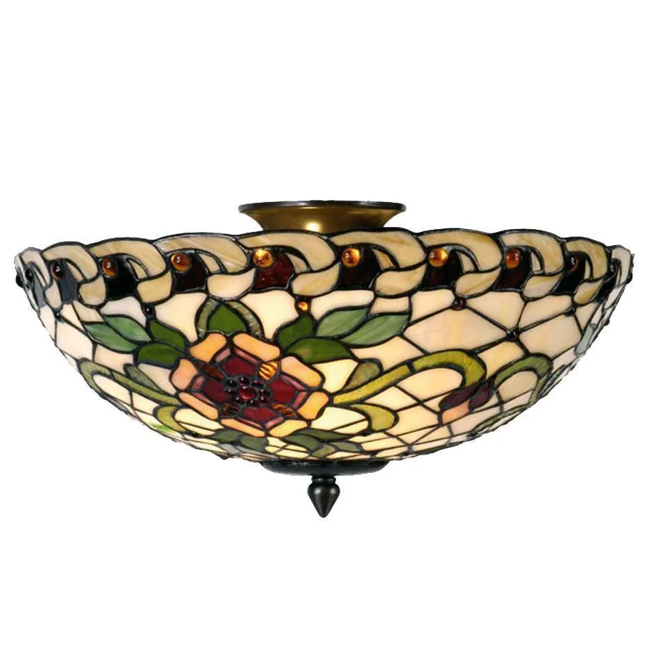 Angelique Large Semi Flush Tiffany Ceiling Light