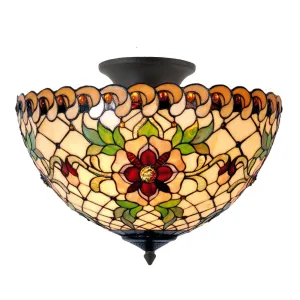 Angelique Small Semi Flush Tiffany Ceiling Light