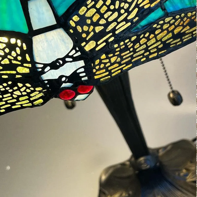 Aqua Dragonfly Tiffany Table Lamp