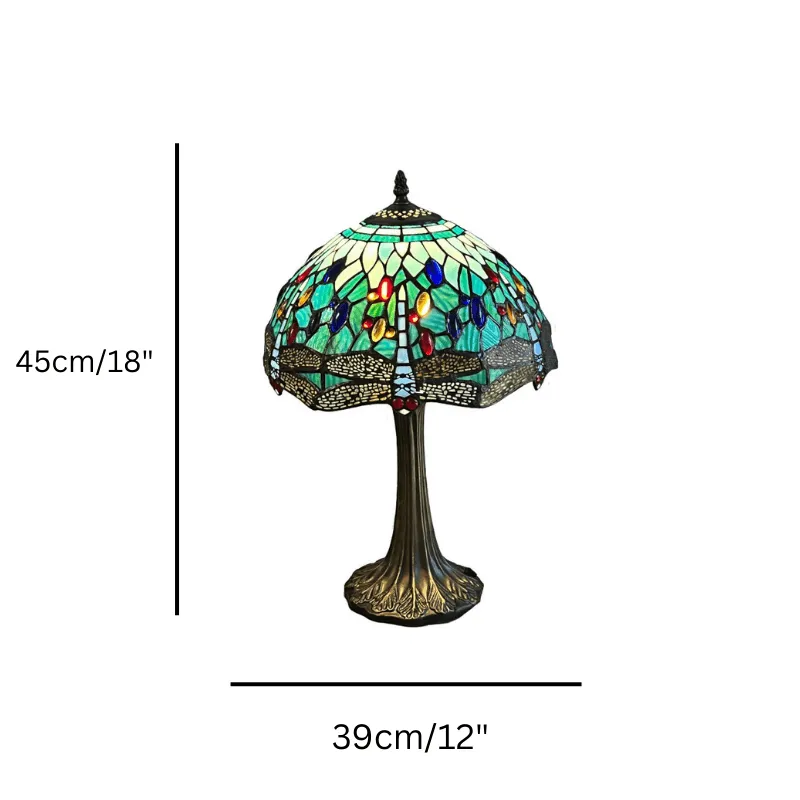 Aqua Medium Dragonfly Tiffany Lamp