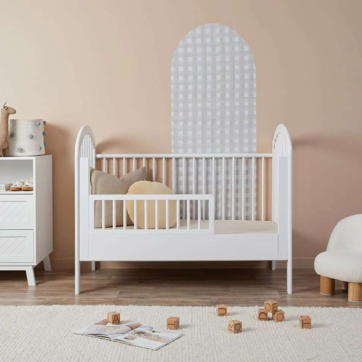 Archie Cot Toddler Bed Half Frame - White Mocka