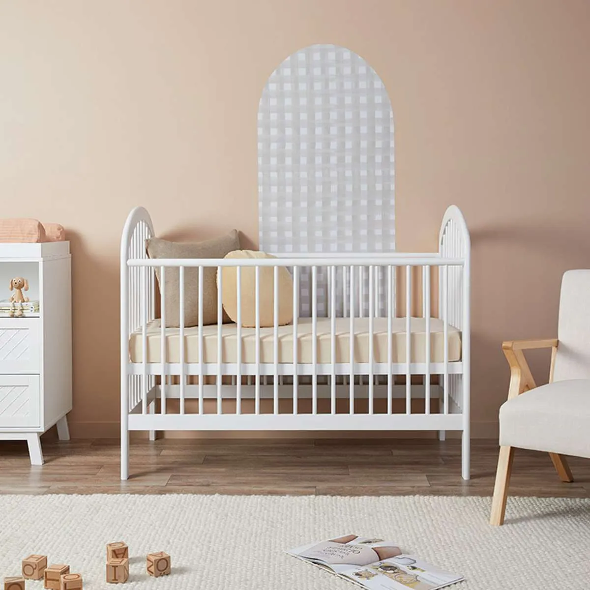 Archie Cot - White Mocka