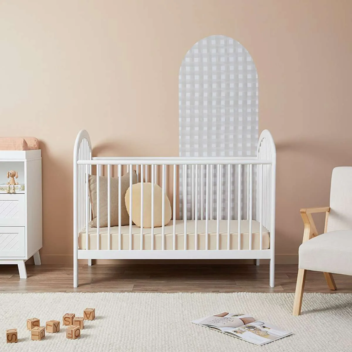 Archie Cot - White Mocka