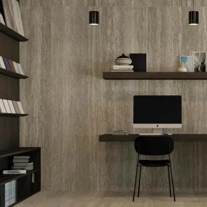 Arte Mocha Travertine Marble Effect Outdoor and Indoor Porcelain Tile 60x120cm Antislip Matt