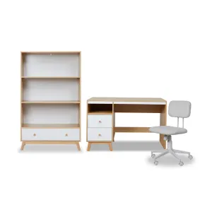Aspen White/Natural Three Piece Study Set Mocka