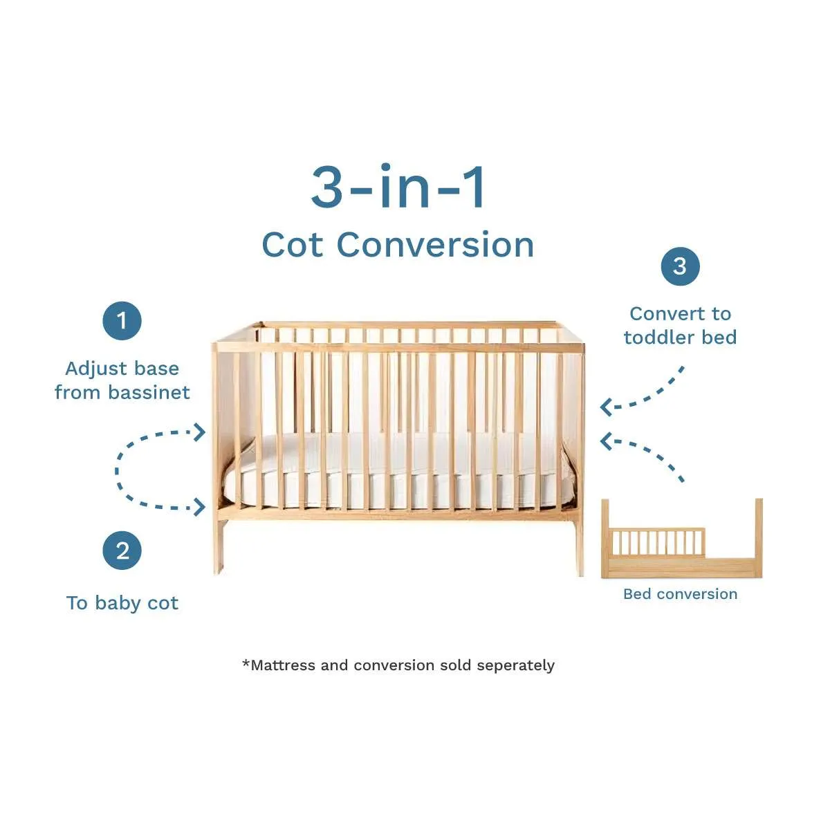Aspiring Classic Cot - Natural Mocka