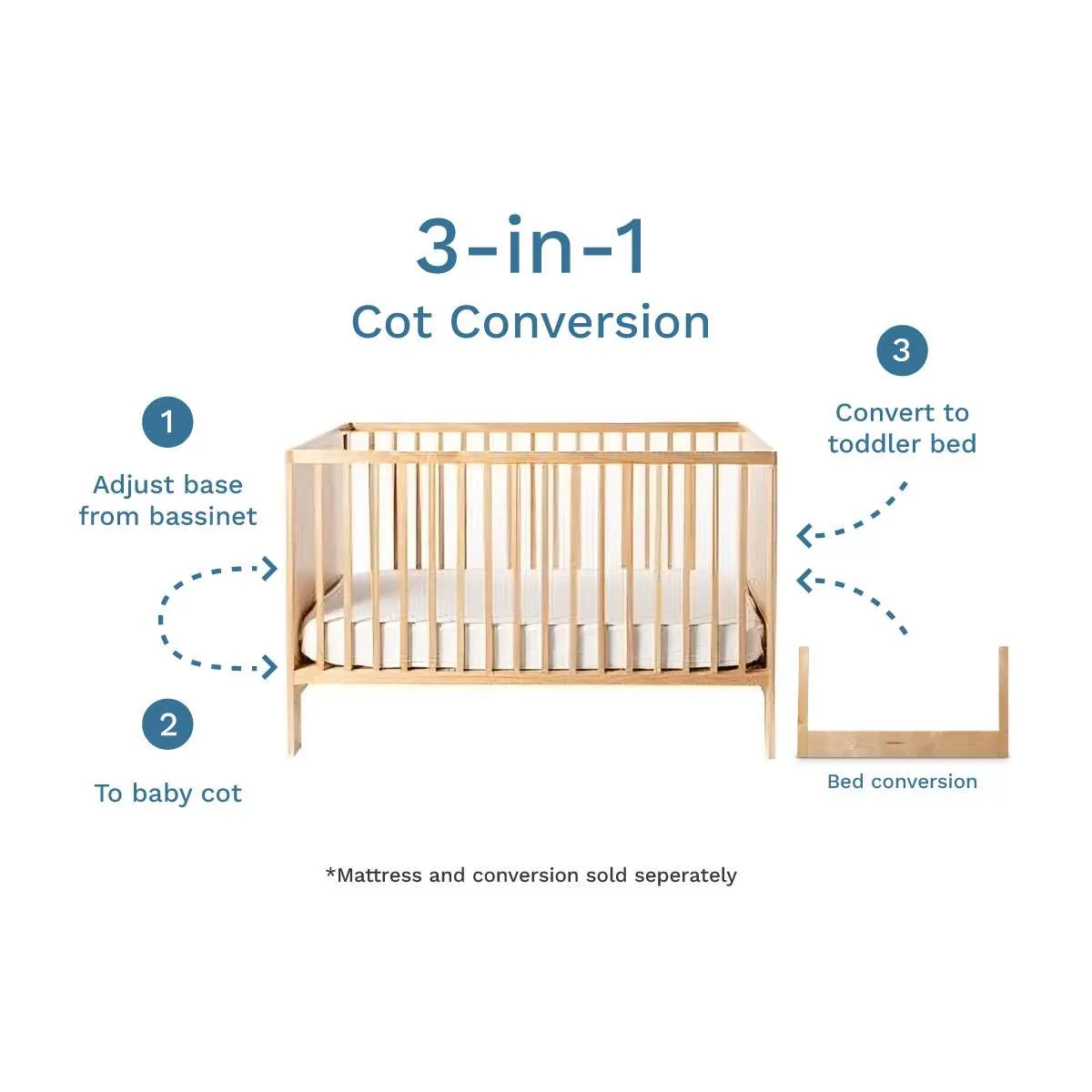 Aspiring Classic Cot - Natural Mocka