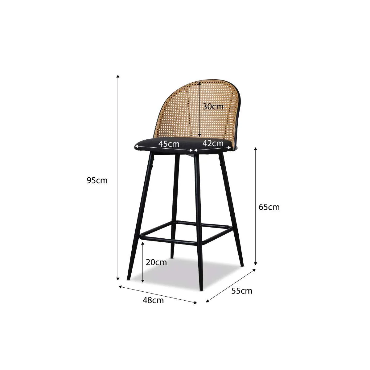Avila Bar Stool - Black Mocka