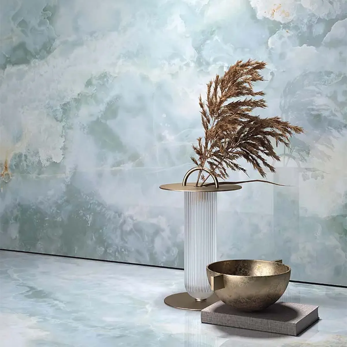 Azzura Blue Onyx Effect Porcelain Tile 60x120cm Satin Matt