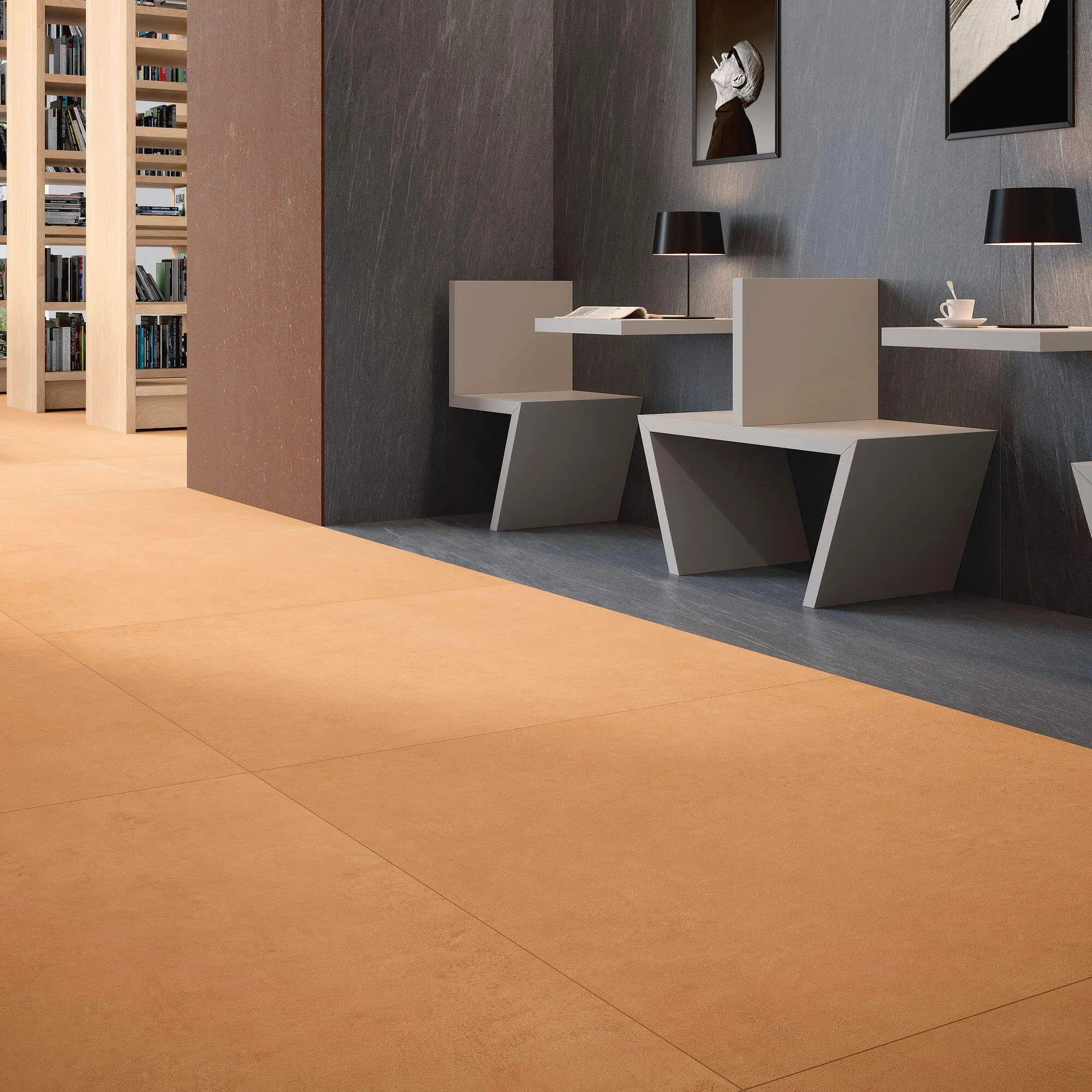 Balance Orange Concrete Effect Porcelain Tile 60x120cm Matt