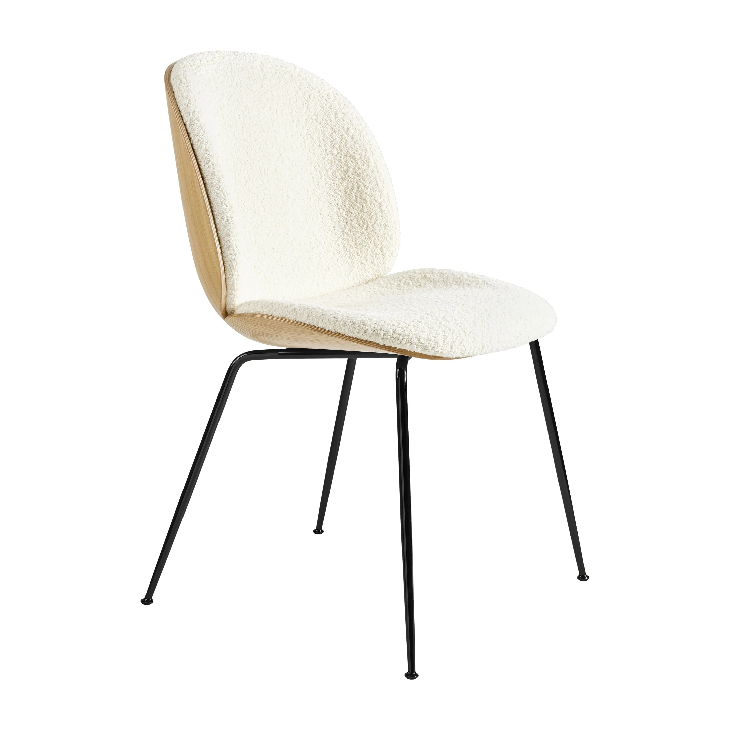 Beetle 3D Veneer Front Upholstered Dining Chair - Metal Base