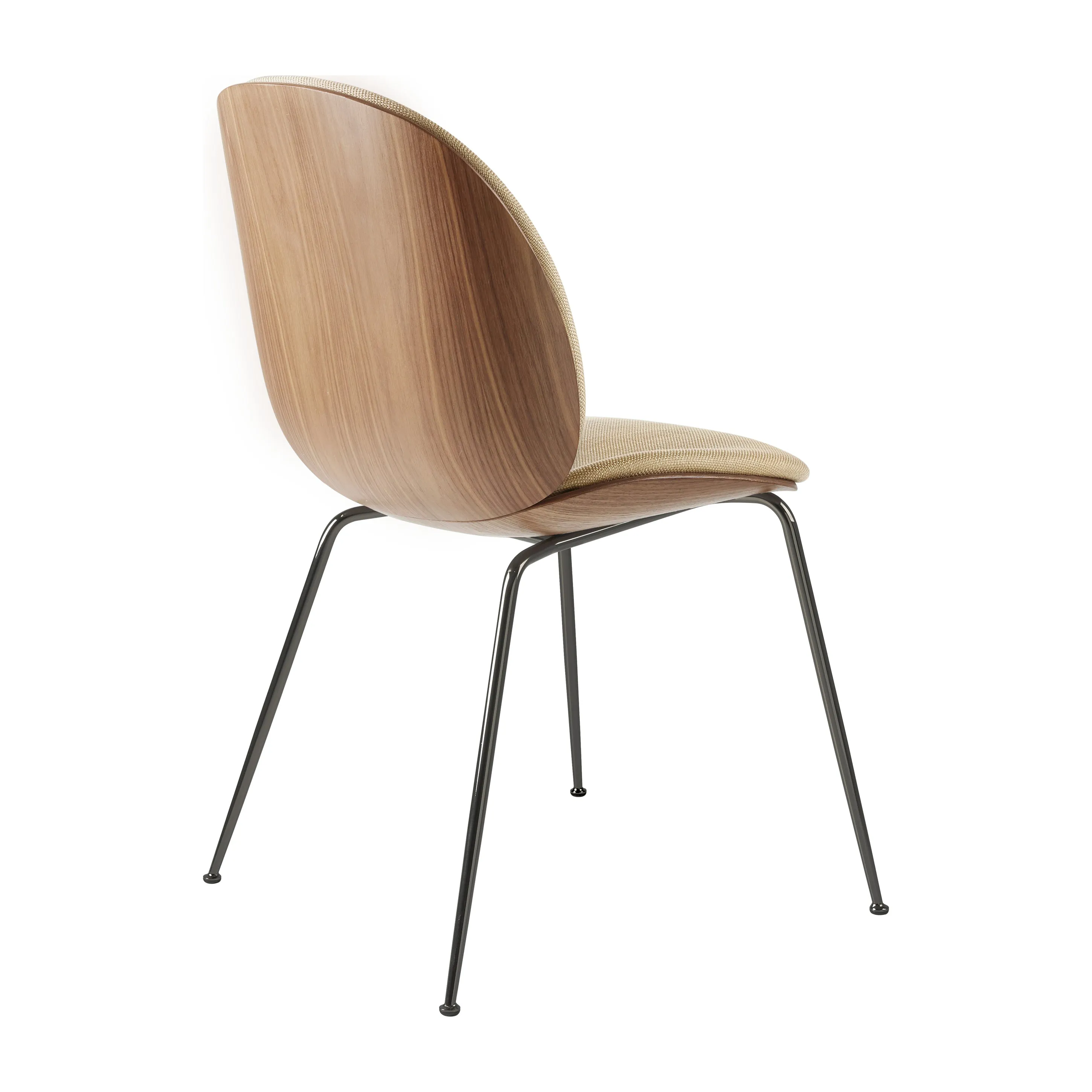 Beetle 3D Veneer Front Upholstered Dining Chair - Metal Base
