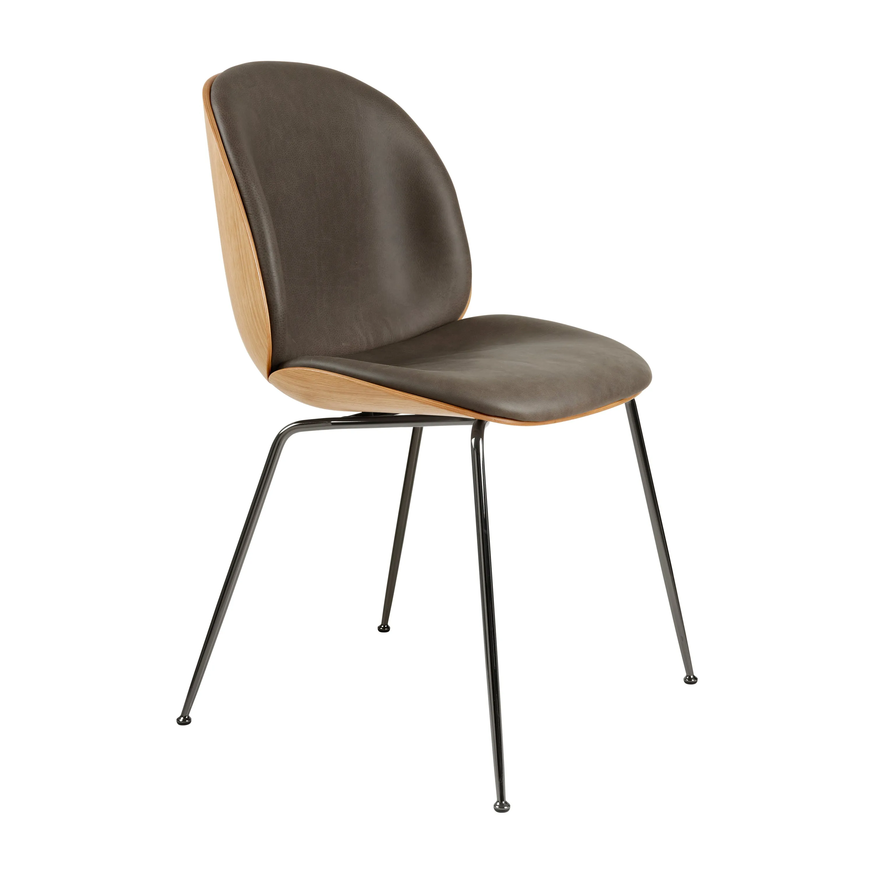Beetle 3D Veneer Front Upholstered Dining Chair - Metal Base