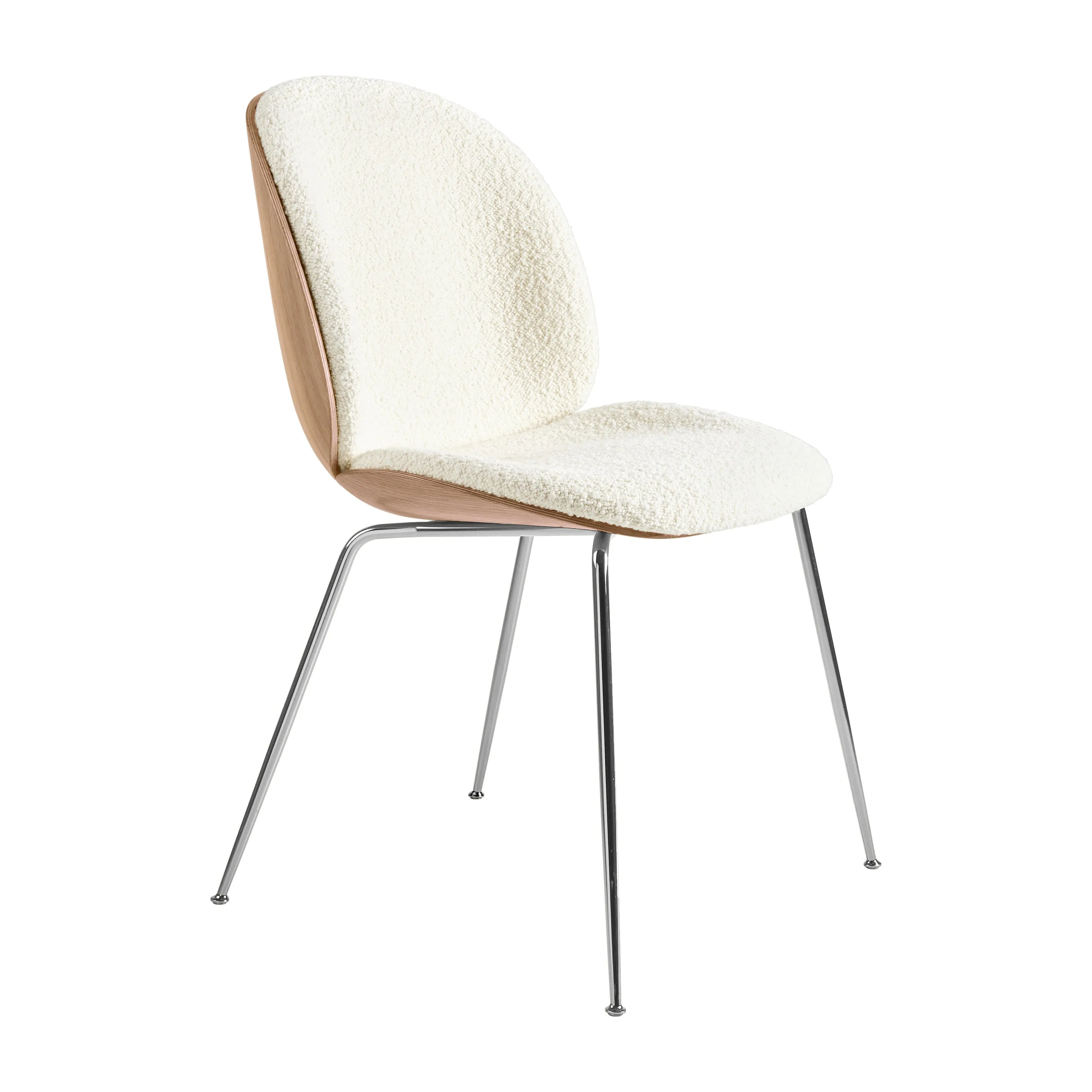 Beetle 3D Veneer Front Upholstered Dining Chair - Metal Base