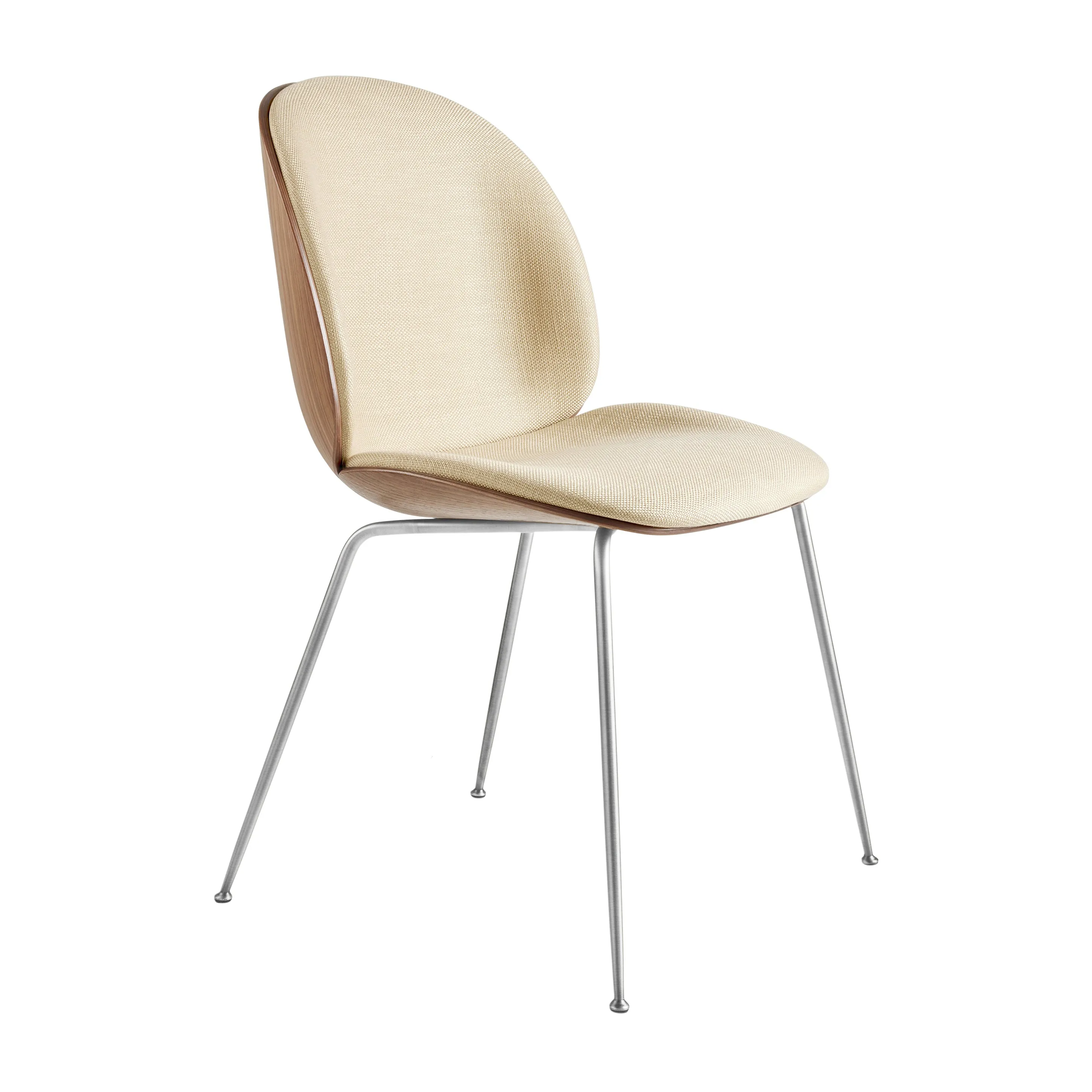 Beetle 3D Veneer Front Upholstered Dining Chair - Metal Base