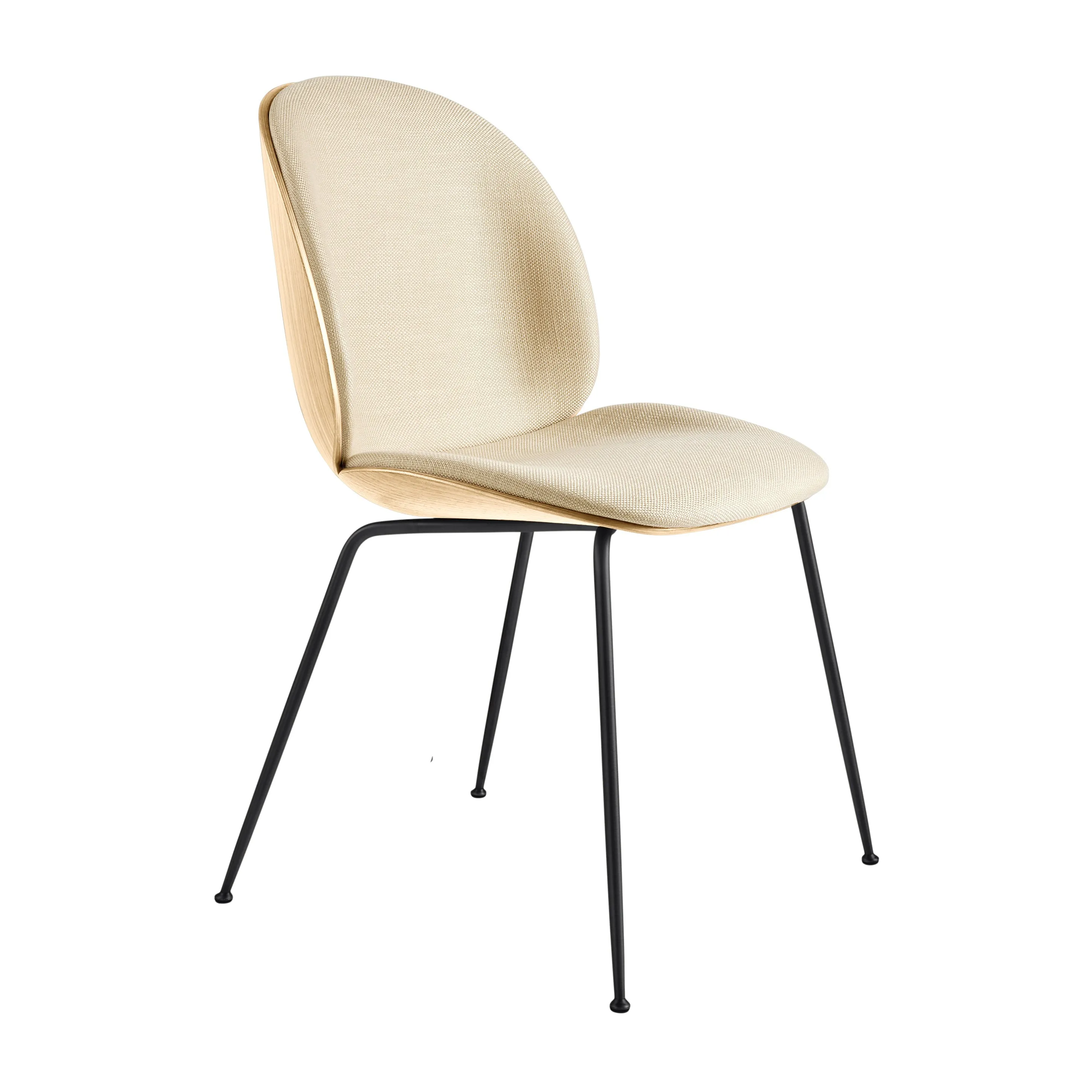 Beetle 3D Veneer Front Upholstered Dining Chair - Metal Base