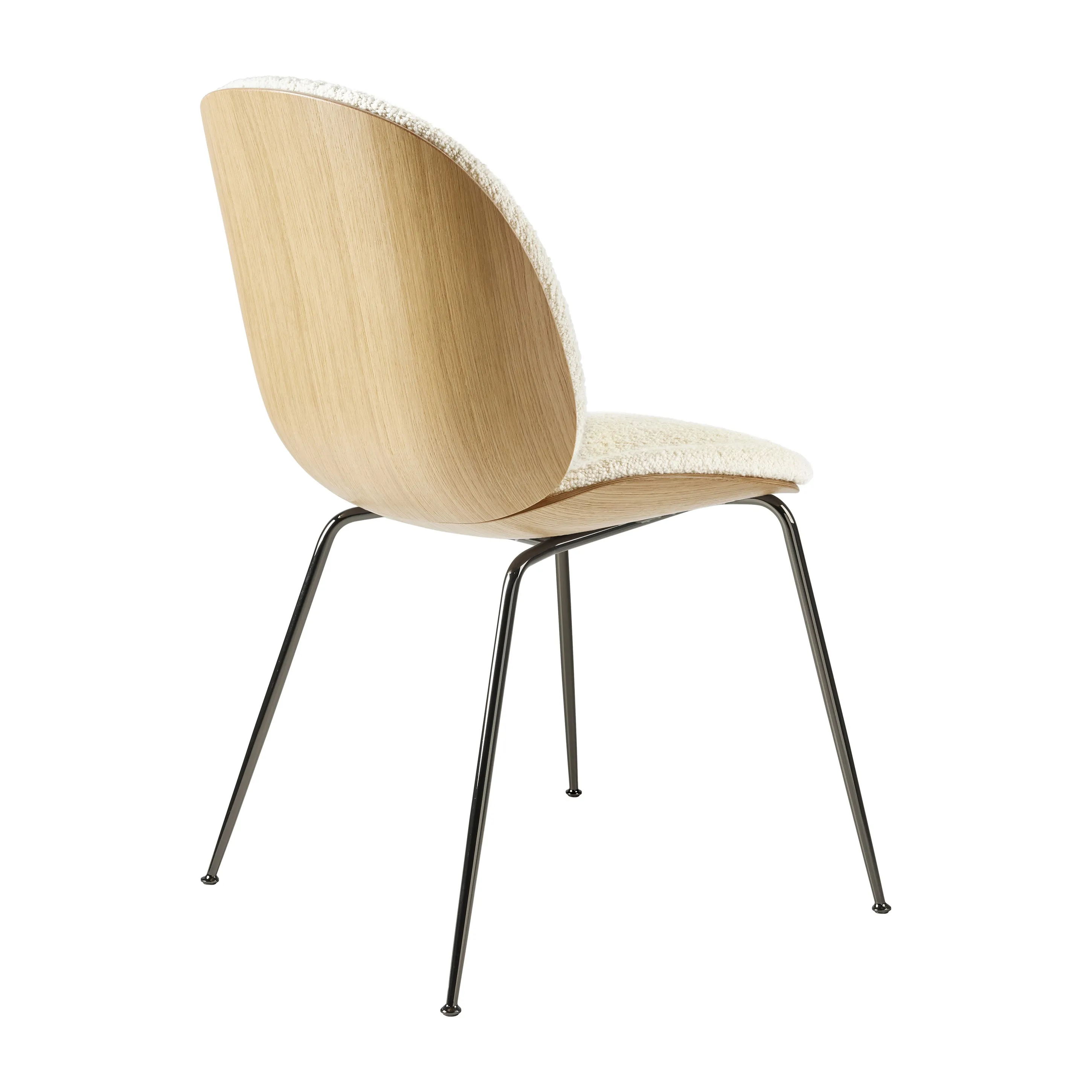Beetle 3D Veneer Front Upholstered Dining Chair - Metal Base