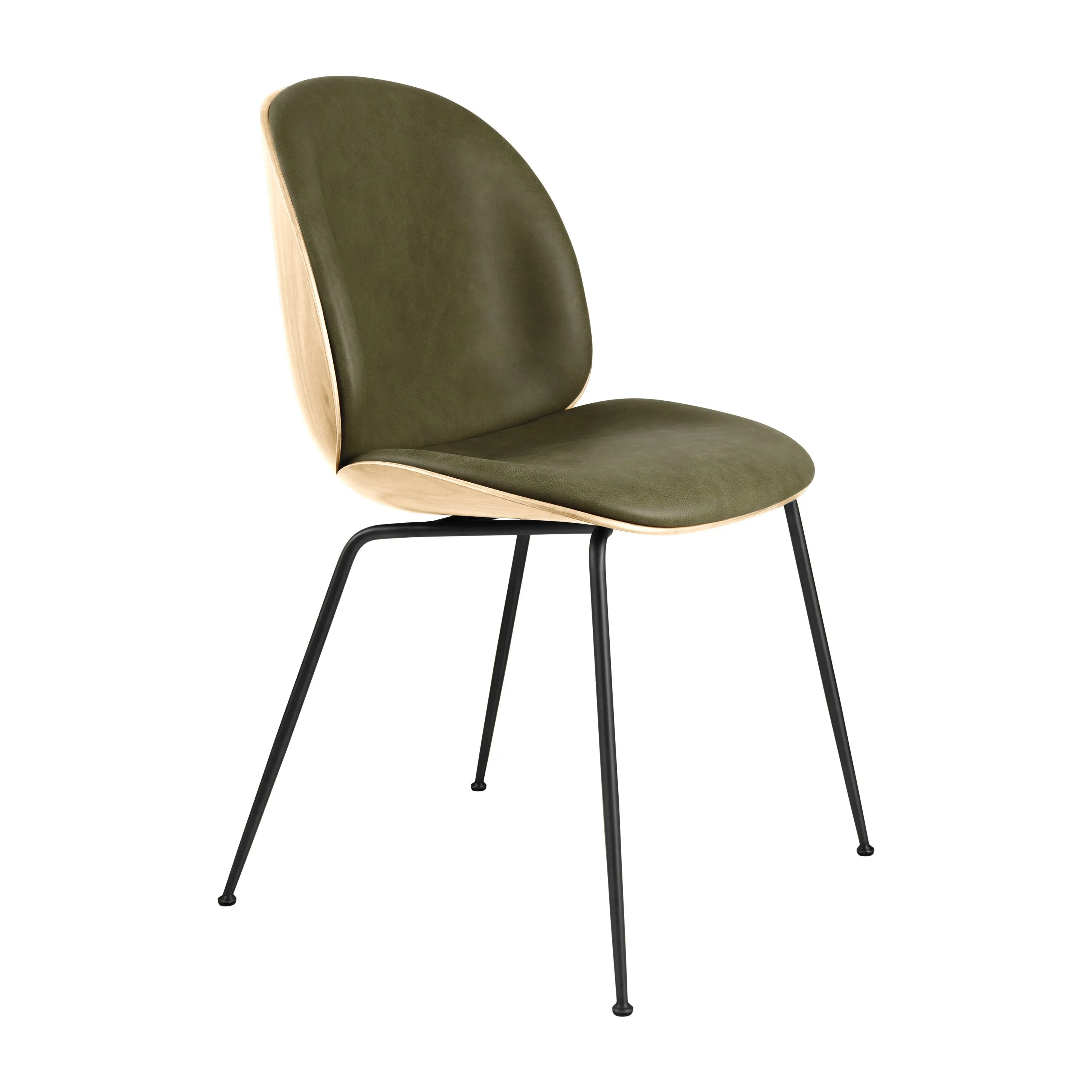 Beetle 3D Veneer Front Upholstered Dining Chair - Metal Base
