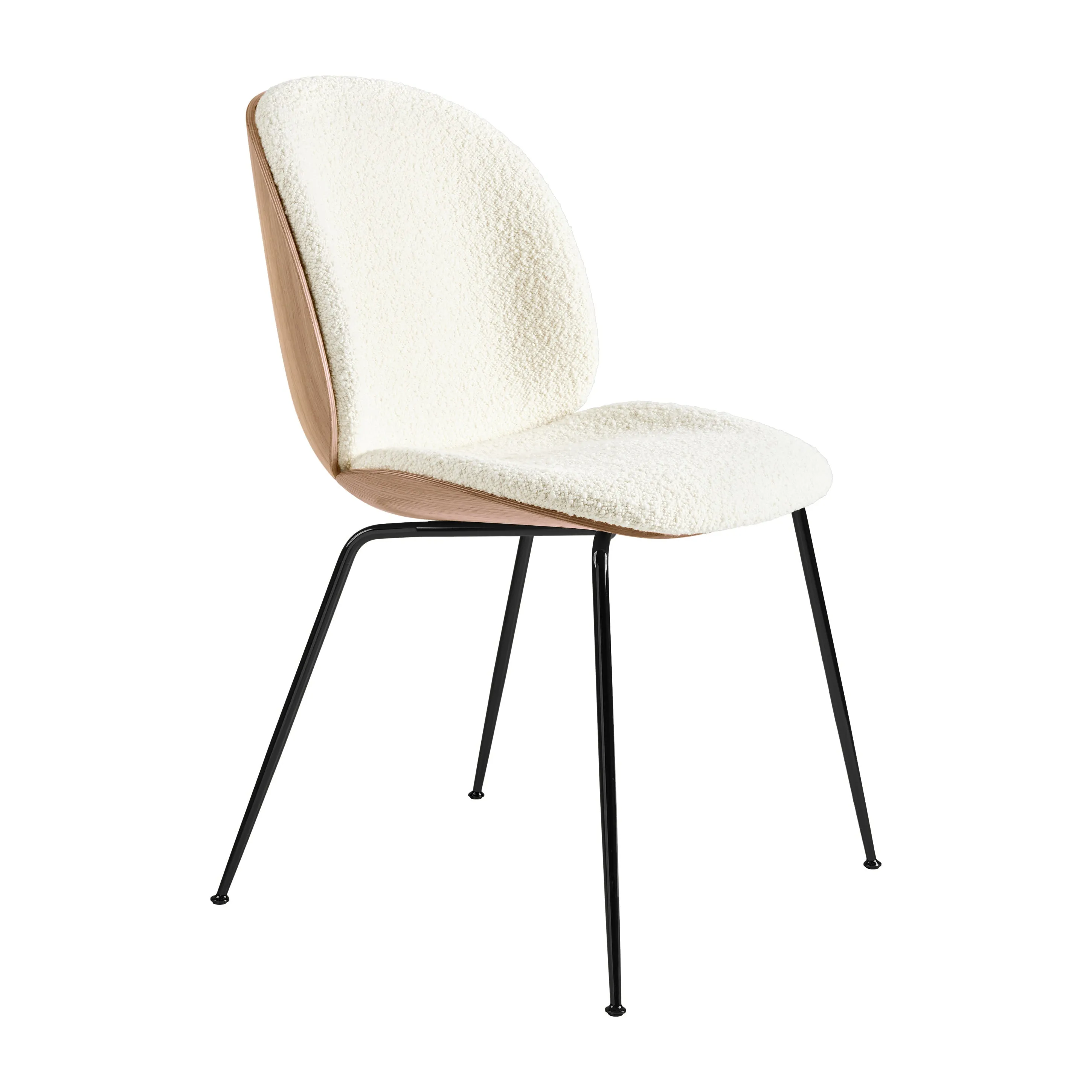 Beetle 3D Veneer Front Upholstered Dining Chair - Metal Base
