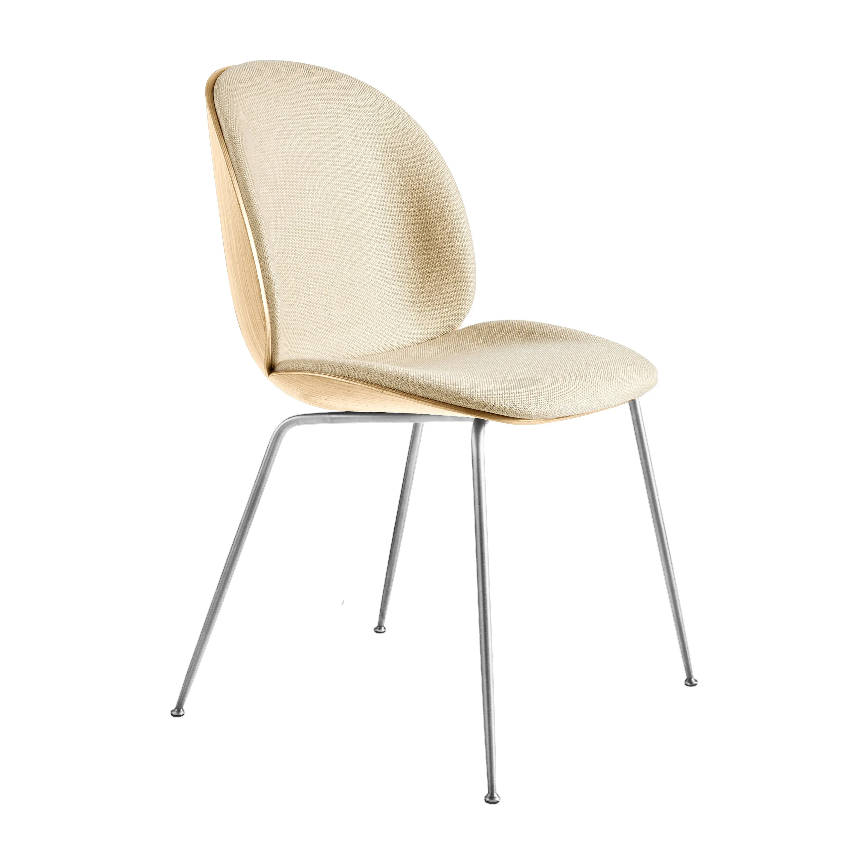 Beetle 3D Veneer Front Upholstered Dining Chair - Metal Base