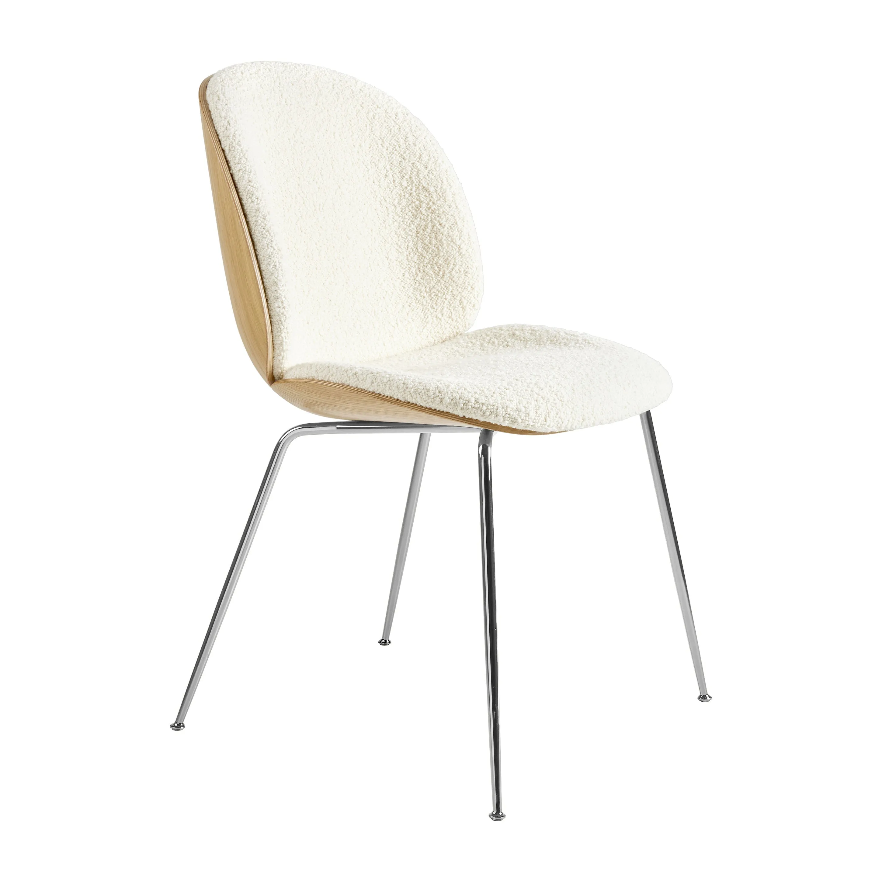 Beetle 3D Veneer Front Upholstered Dining Chair - Metal Base