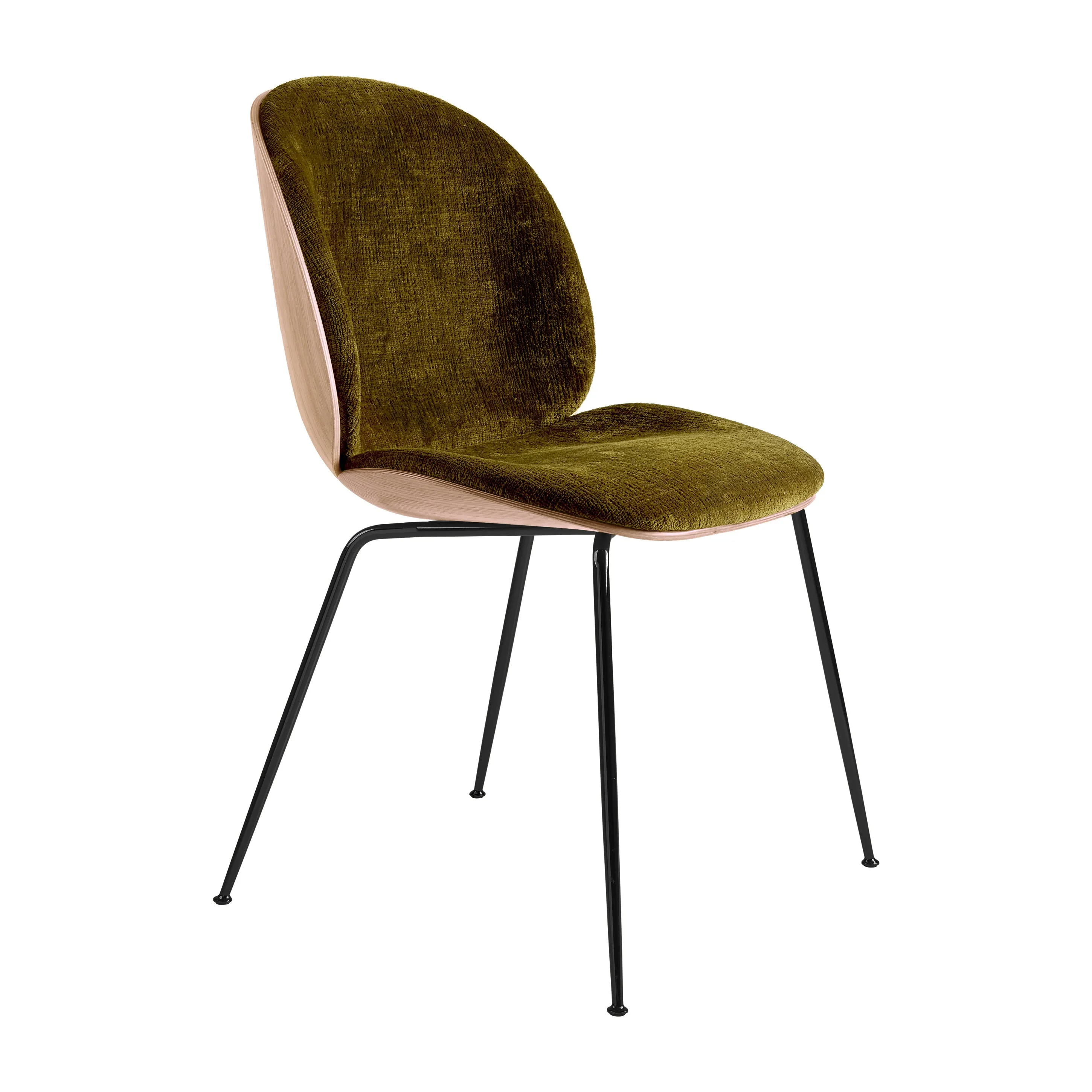 Beetle 3D Veneer Front Upholstered Dining Chair - Metal Base
