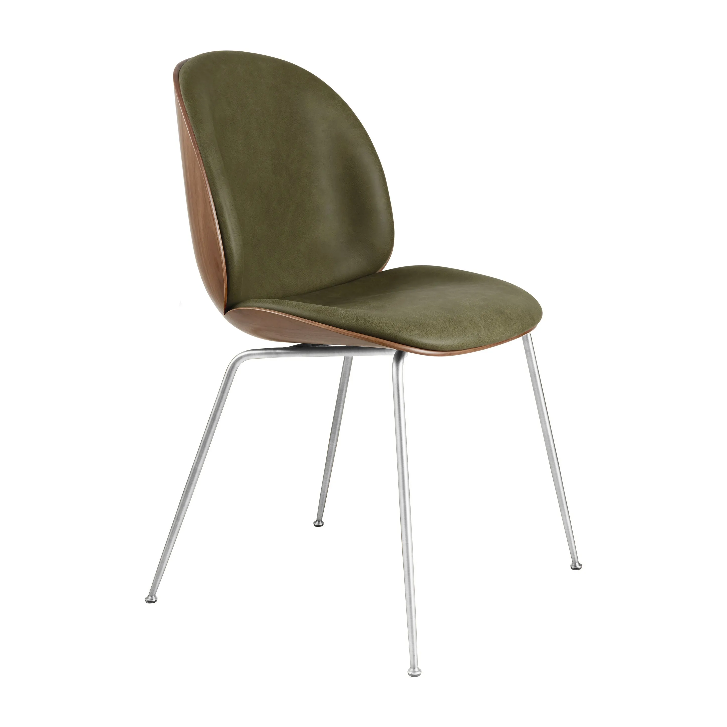 Beetle 3D Veneer Front Upholstered Dining Chair - Metal Base
