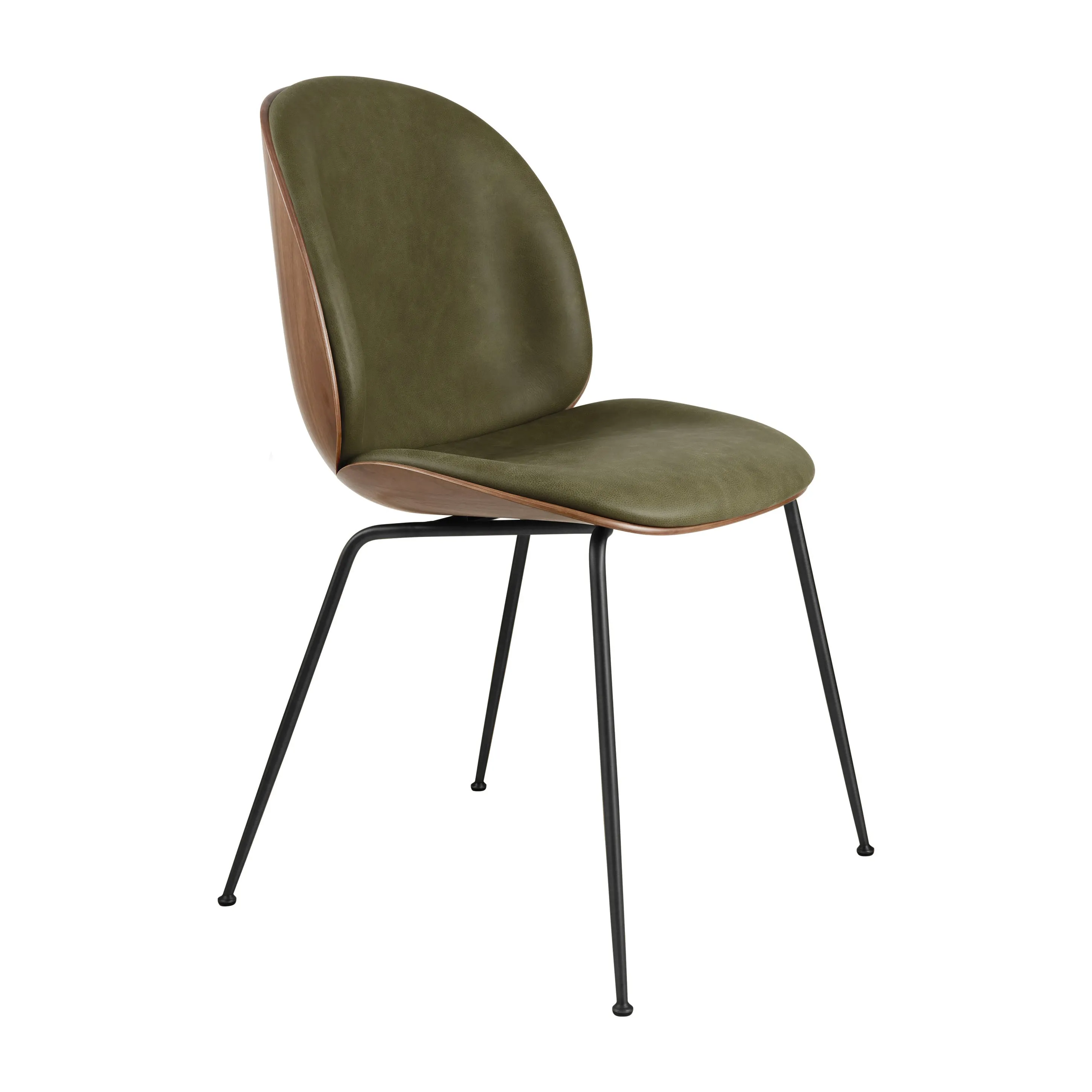 Beetle 3D Veneer Front Upholstered Dining Chair - Metal Base