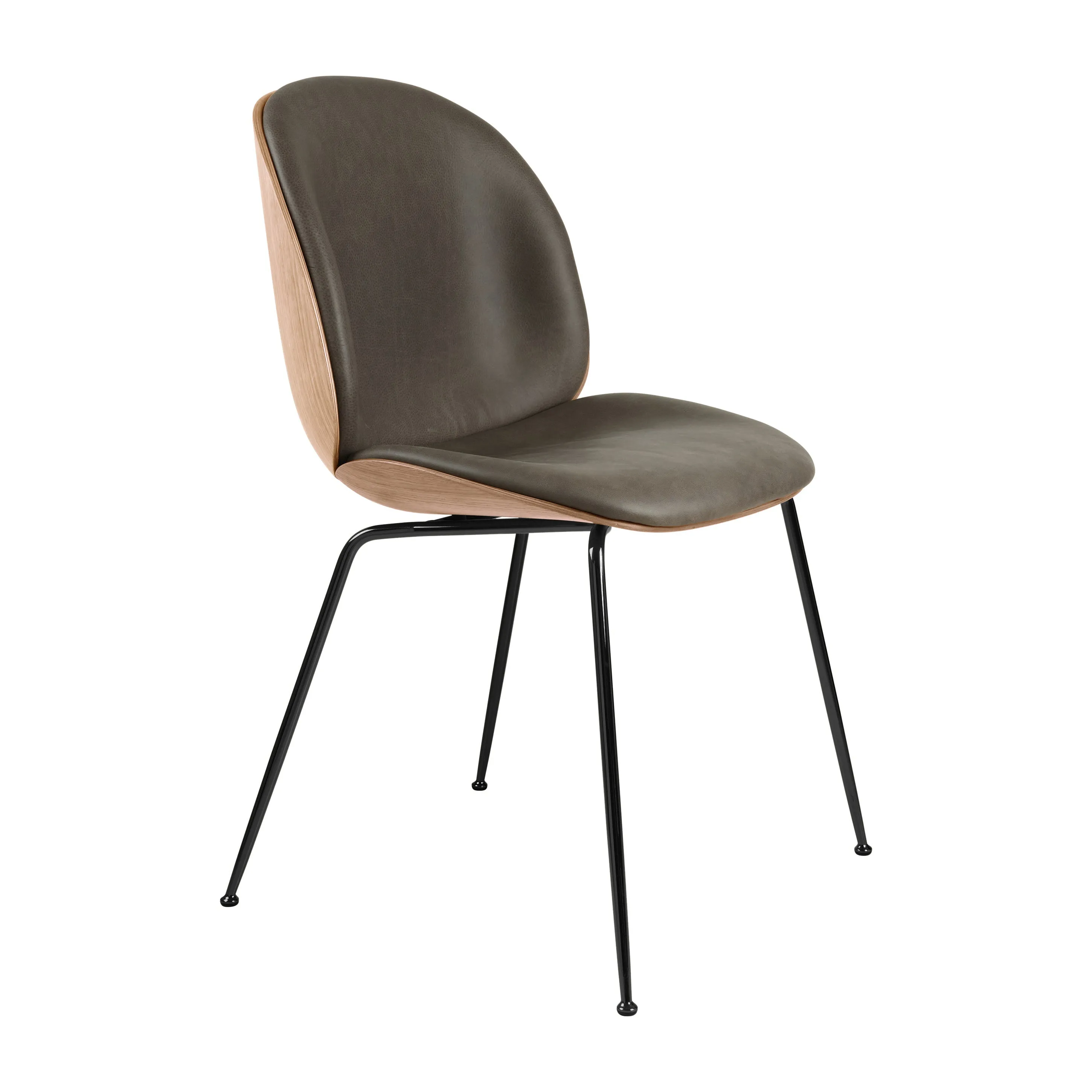 Beetle 3D Veneer Front Upholstered Dining Chair - Metal Base