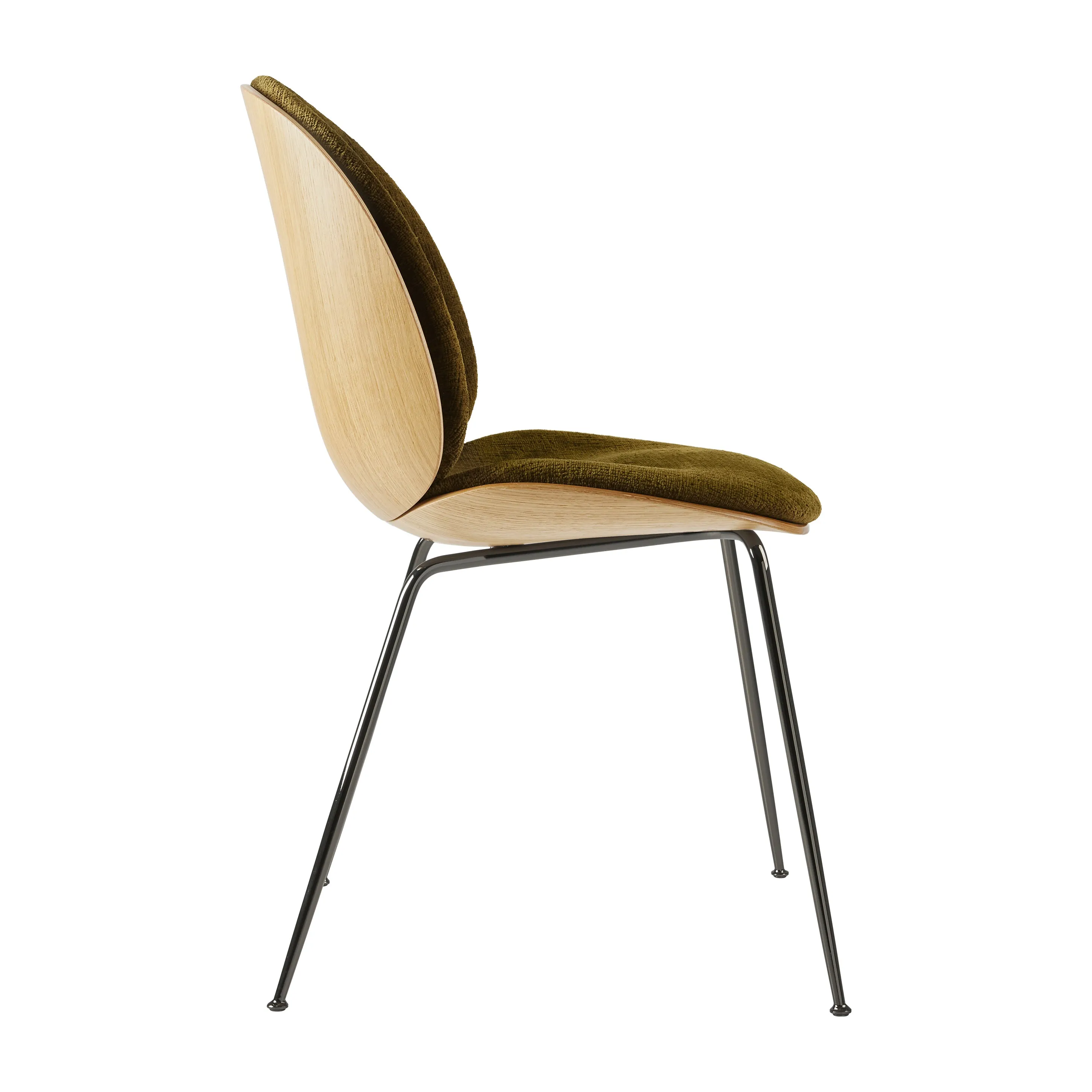 Beetle 3D Veneer Front Upholstered Dining Chair - Metal Base