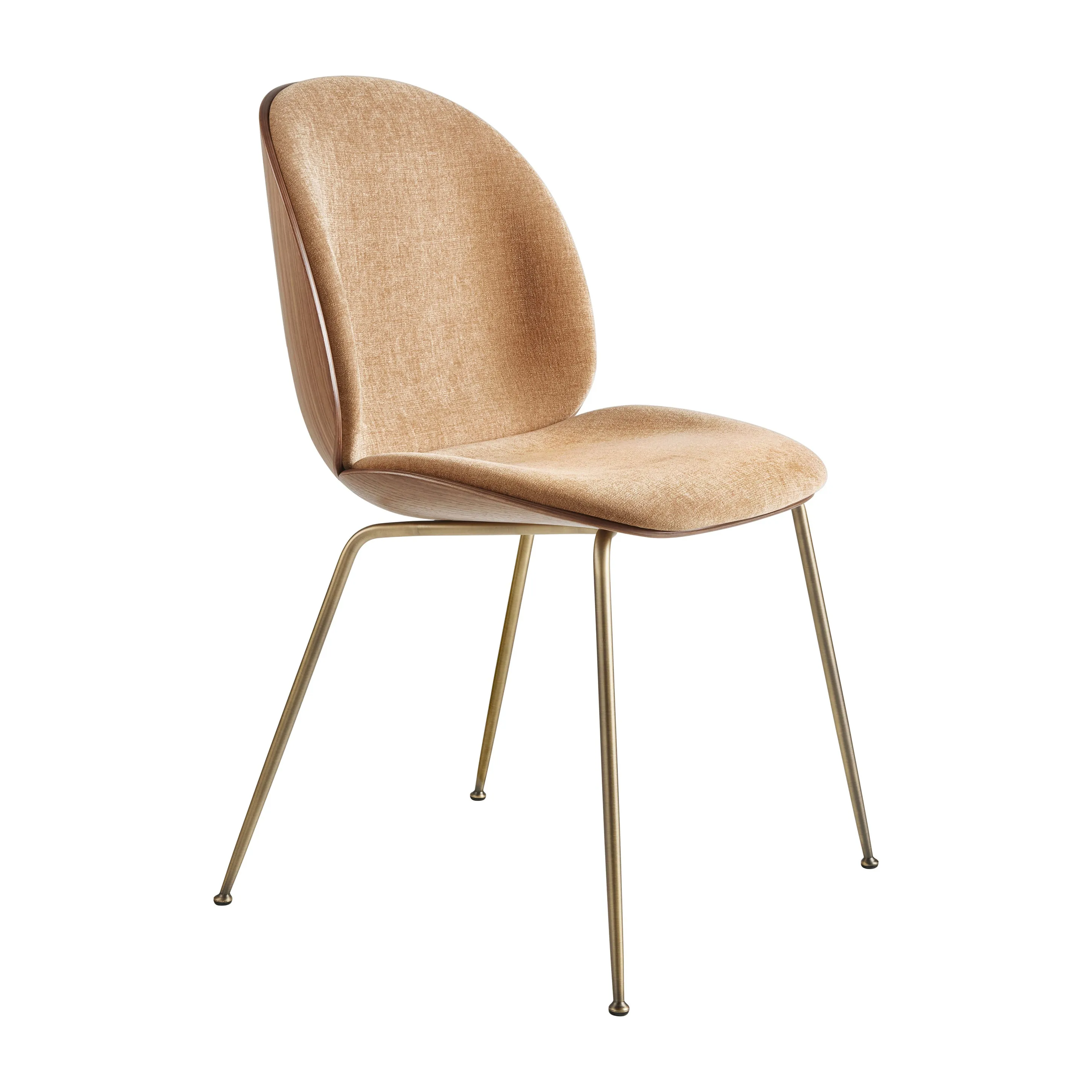 Beetle 3D Veneer Front Upholstered Dining Chair - Metal Base