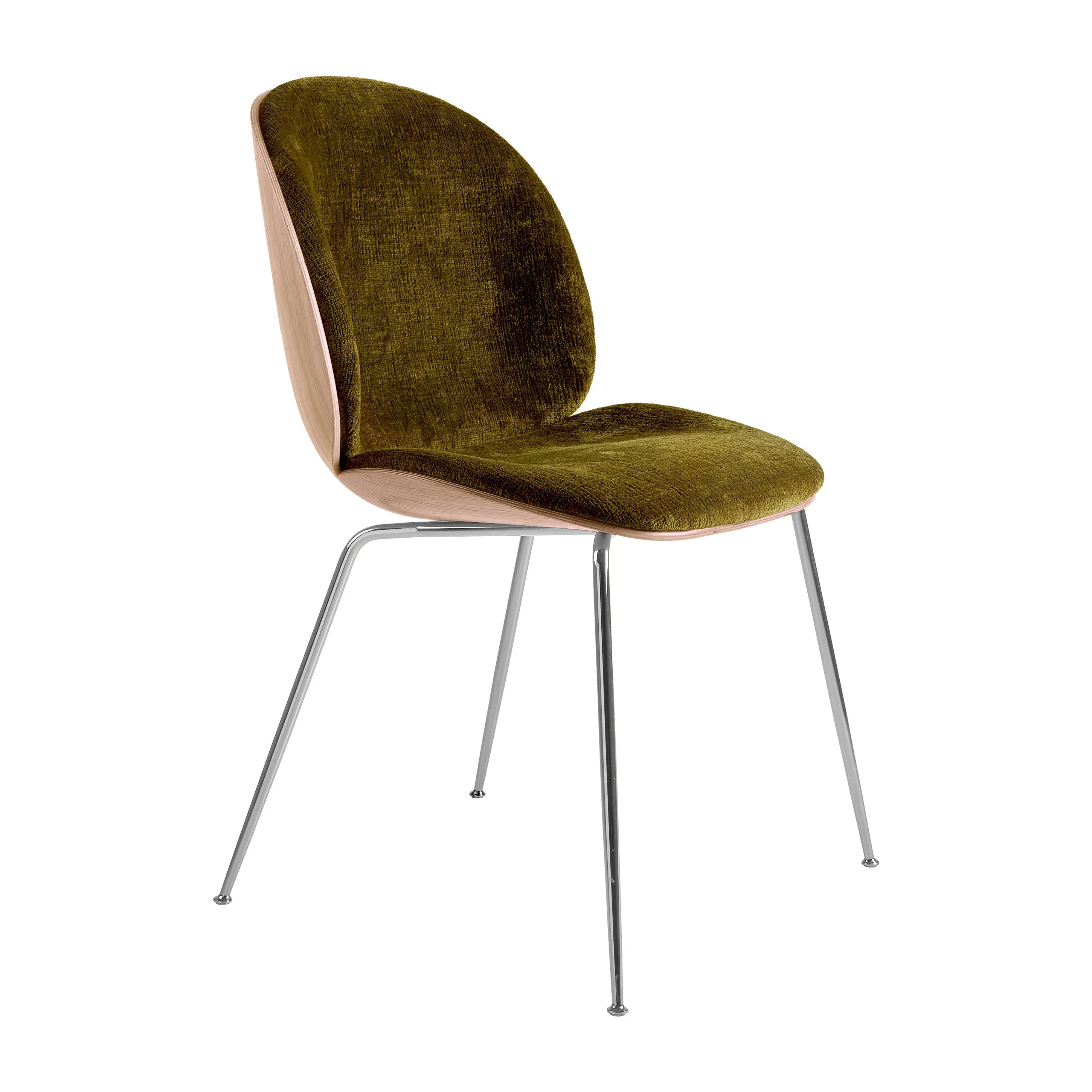 Beetle 3D Veneer Front Upholstered Dining Chair - Metal Base