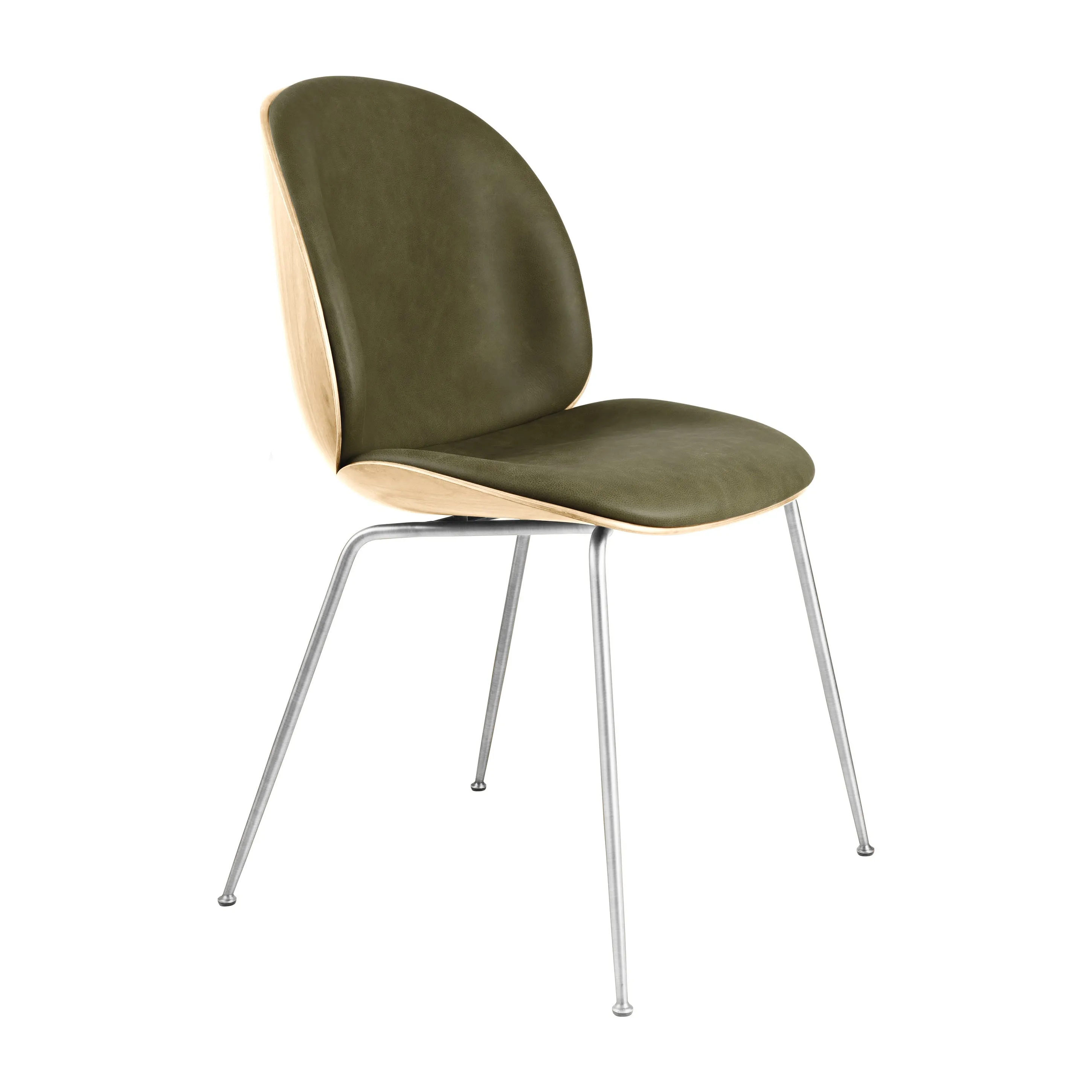 Beetle 3D Veneer Front Upholstered Dining Chair - Metal Base