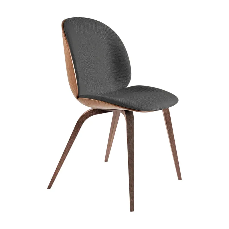 Beetle 3D Veneer Front Upholstered Dining Chair - Wood Base