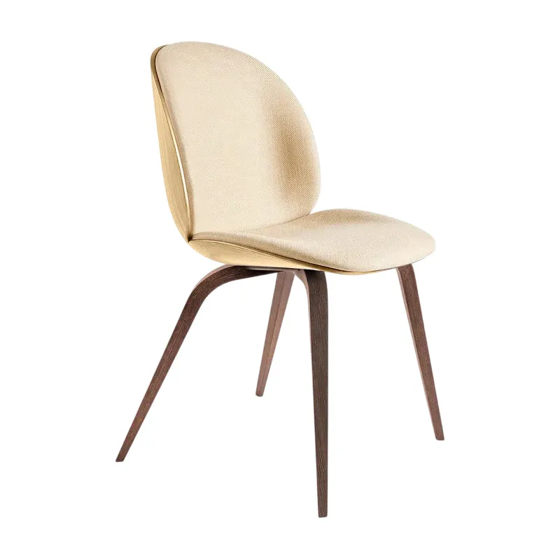 Beetle 3D Veneer Front Upholstered Dining Chair - Wood Base