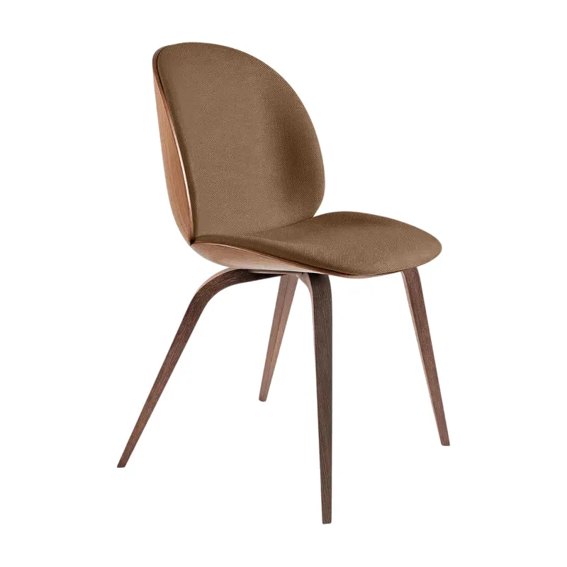 Beetle 3D Veneer Front Upholstered Dining Chair - Wood Base