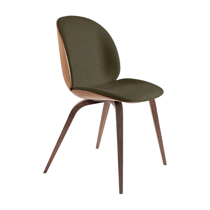 Beetle 3D Veneer Front Upholstered Dining Chair - Wood Base