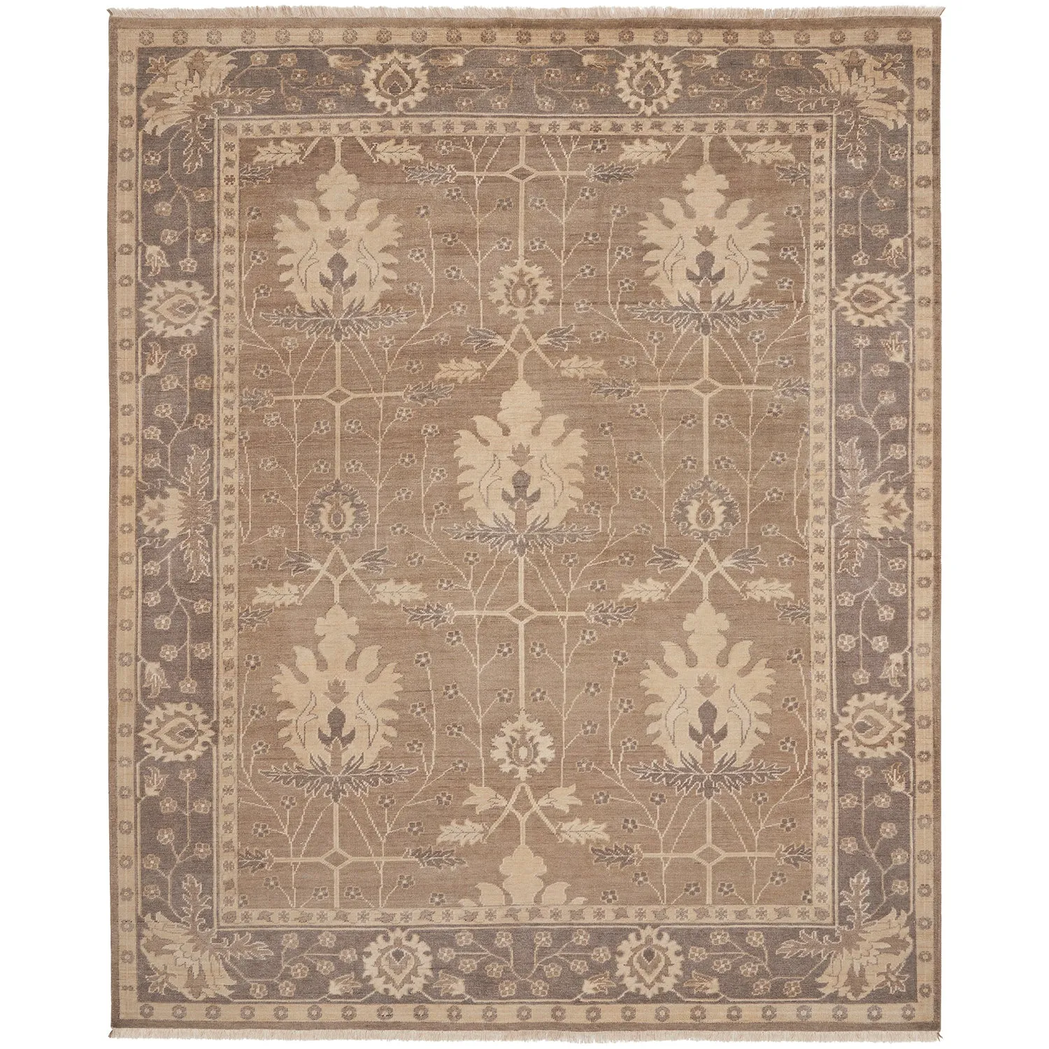 Beige & Brown Essentials Botanical Traditional Rug