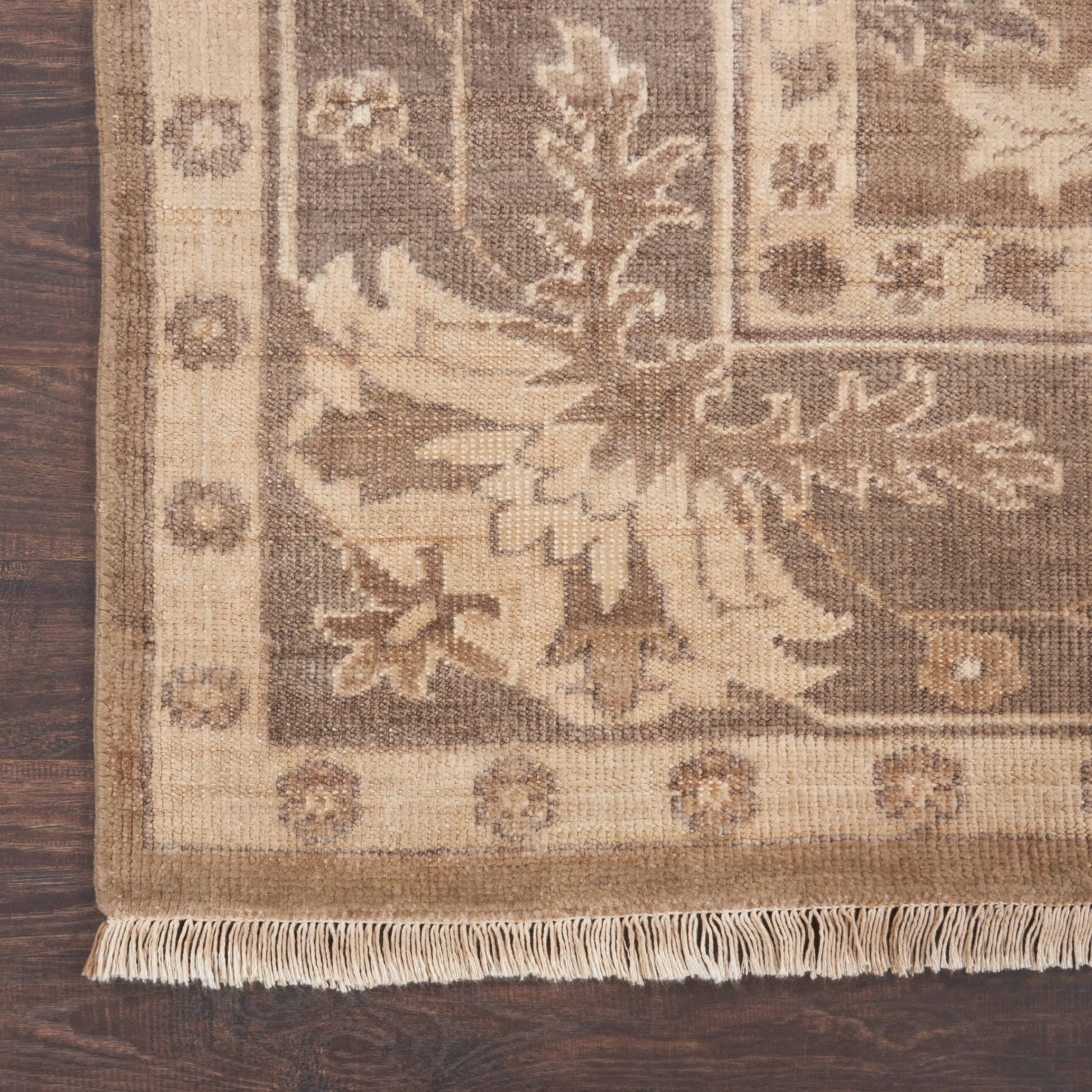 Beige & Brown Essentials Botanical Traditional Rug