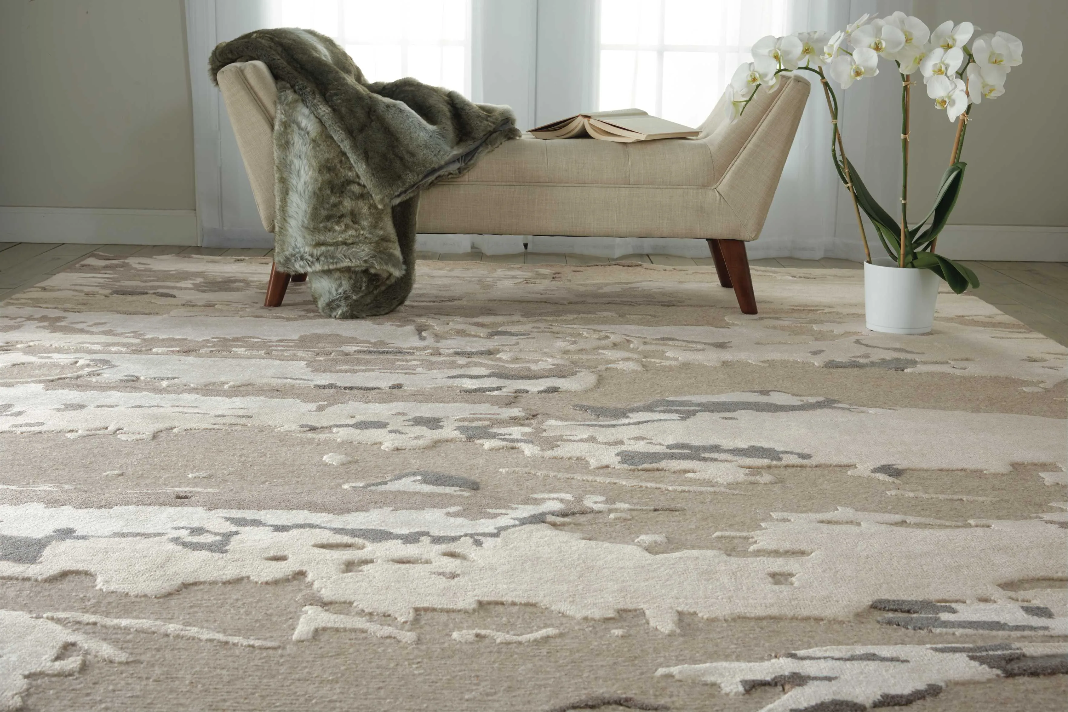 Beige & Brown Essentials Modern Wool Blend Rug