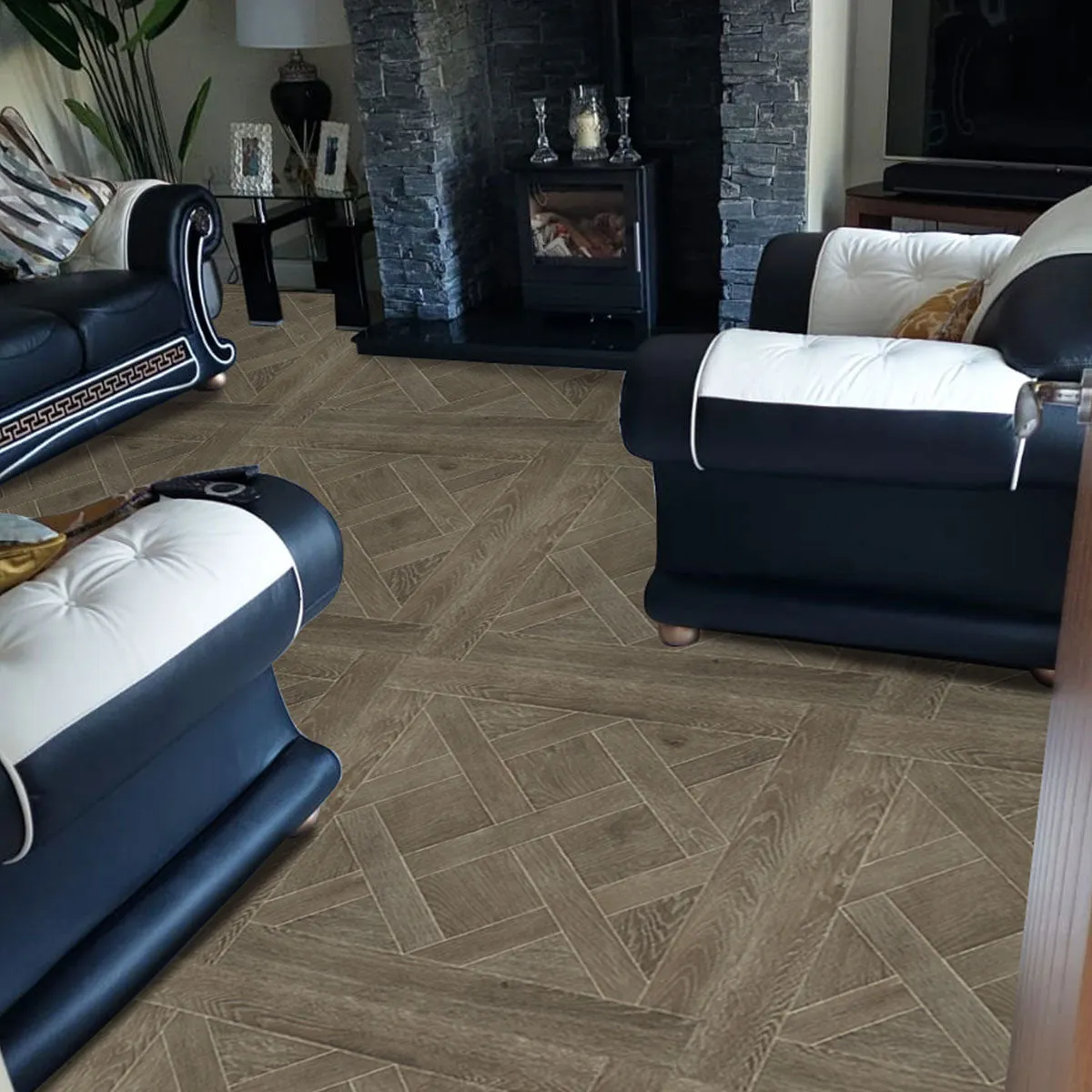 Bjrn Cognac Oak Wood Effect Porcelain Tile 90x90cm Matt