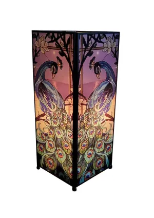Blue Peacock Square Tiffany Lamp Screen Printed