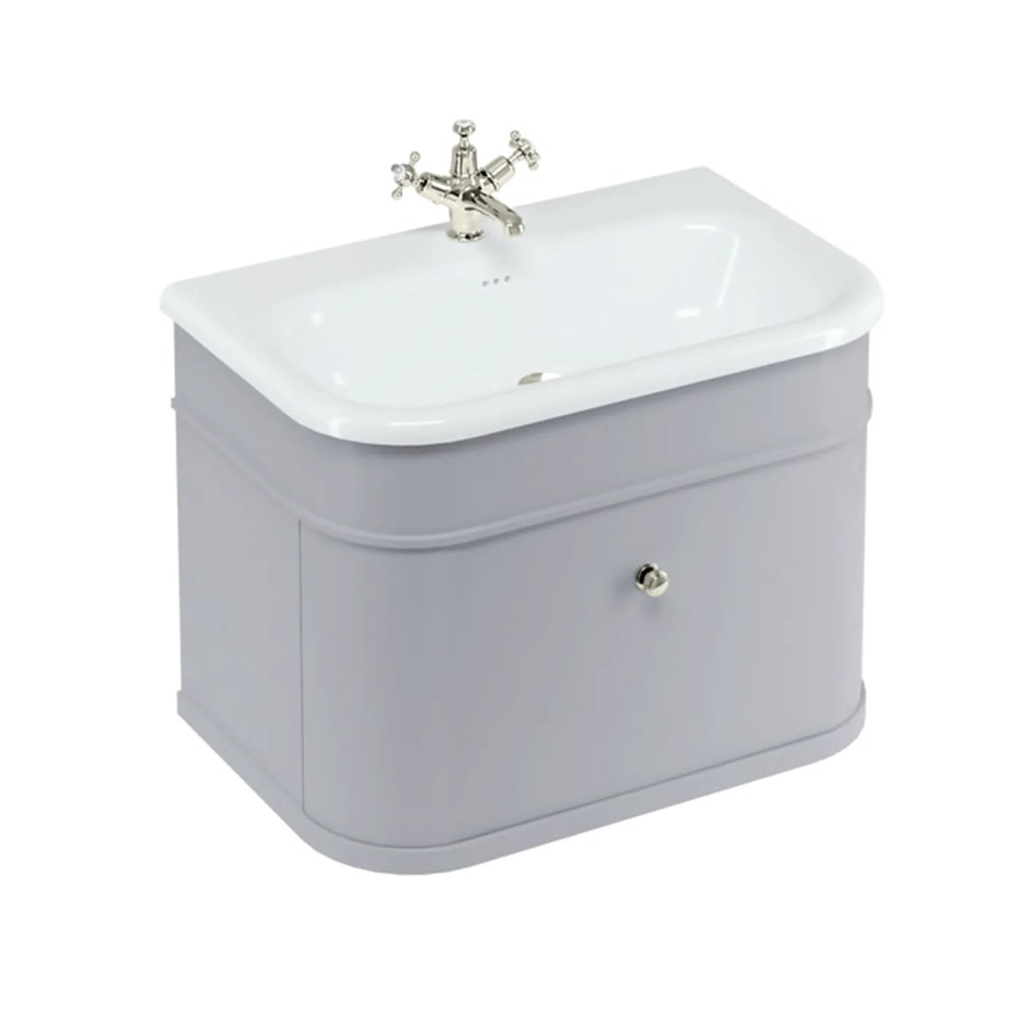 Burlington Chalfont Wall Mounted Vanity Unit With Roll Top Washbasin - Classic Grey
