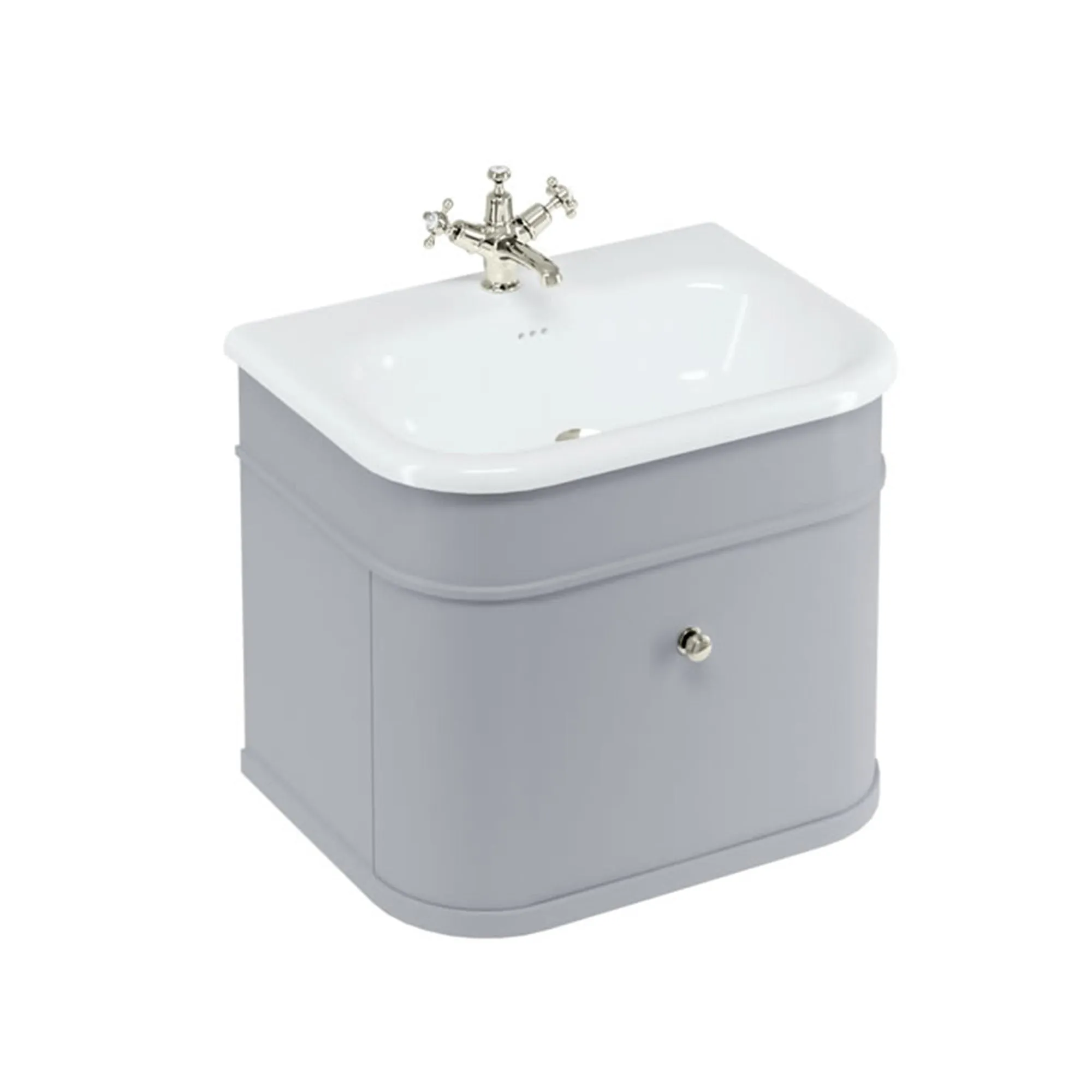 Burlington Chalfont Wall Mounted Vanity Unit With Roll Top Washbasin - Classic Grey