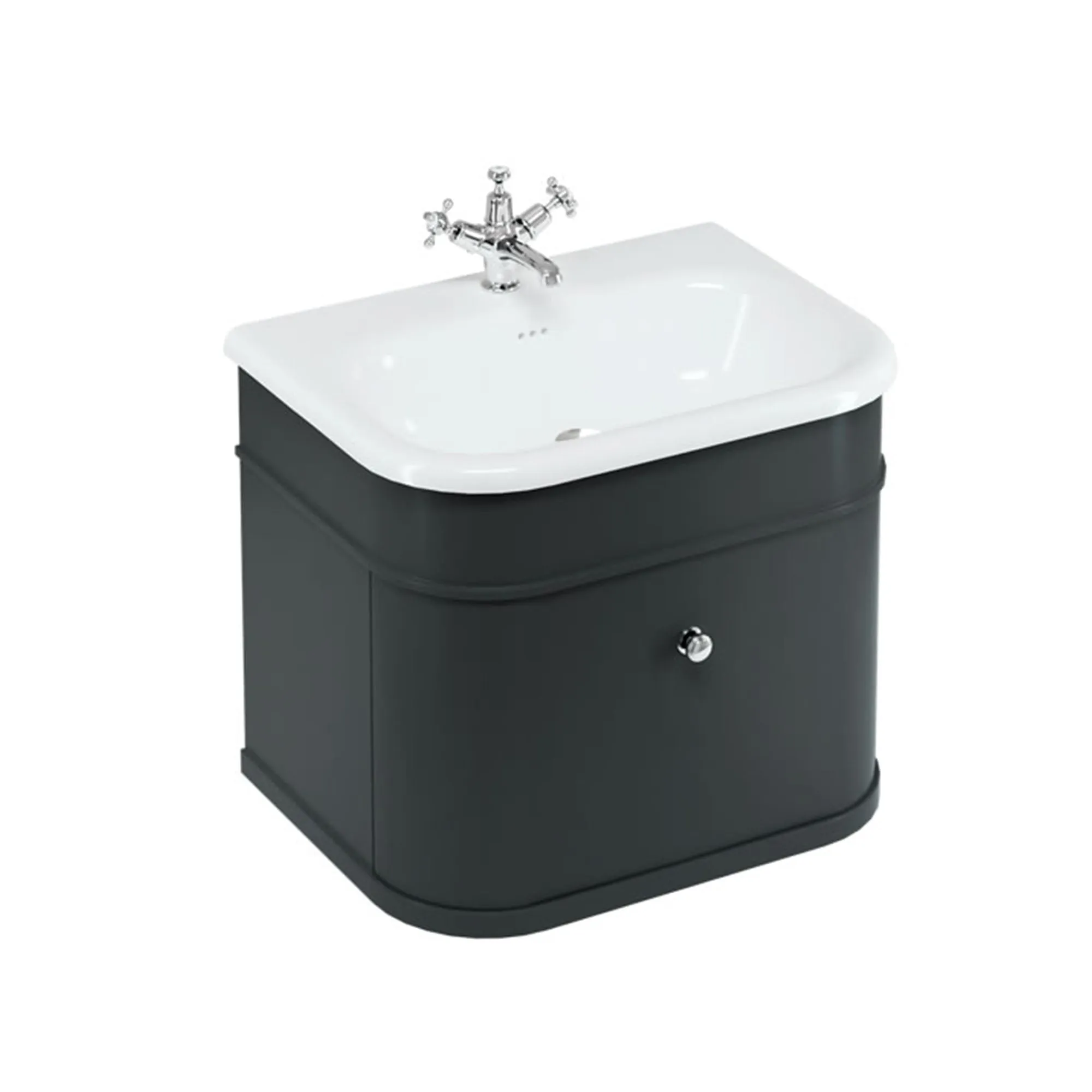 Burlington Chalfont Wall Mounted Vanity Unit With Roll Top Washbasin - Matt Black